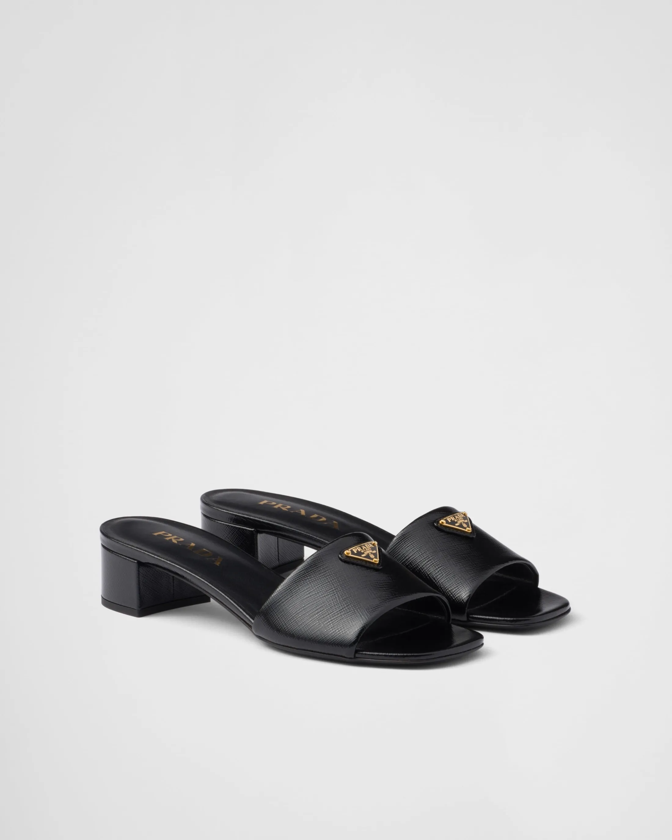 Prada Saffiano patent leather sandals Black Store