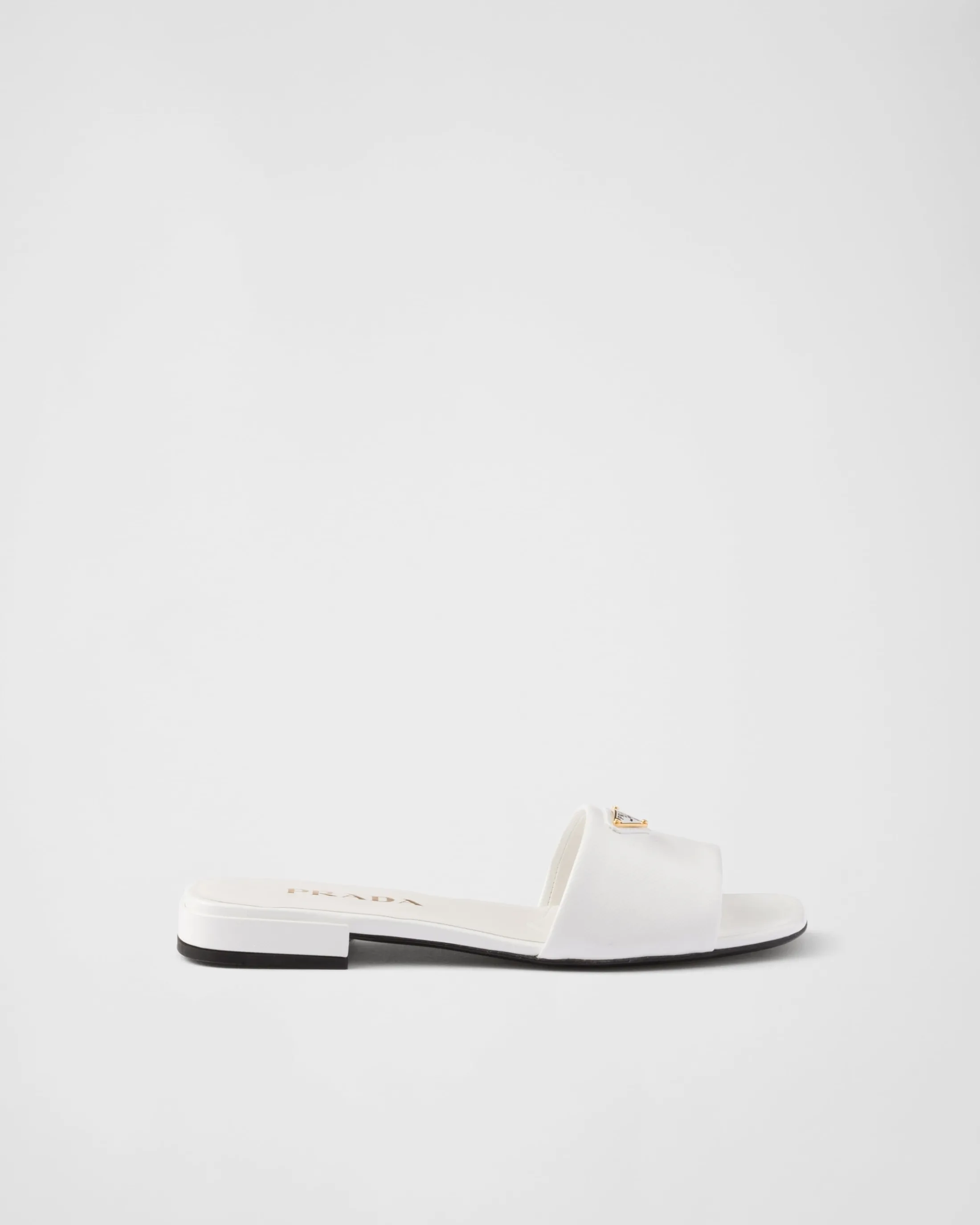 Prada Saffiano patent leather slides White Cheap