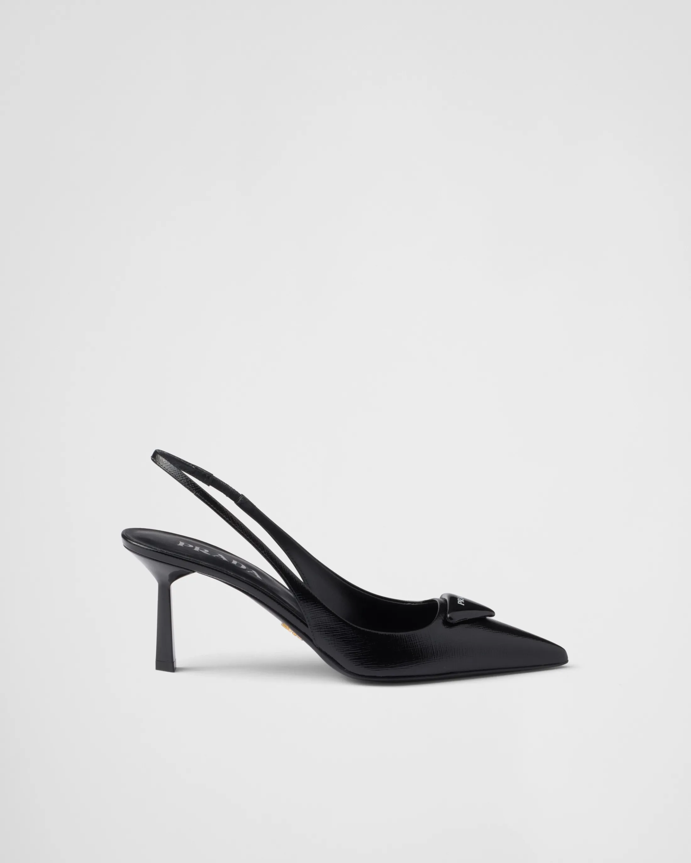 Prada Saffiano patent leather slingback pumps Black Clearance