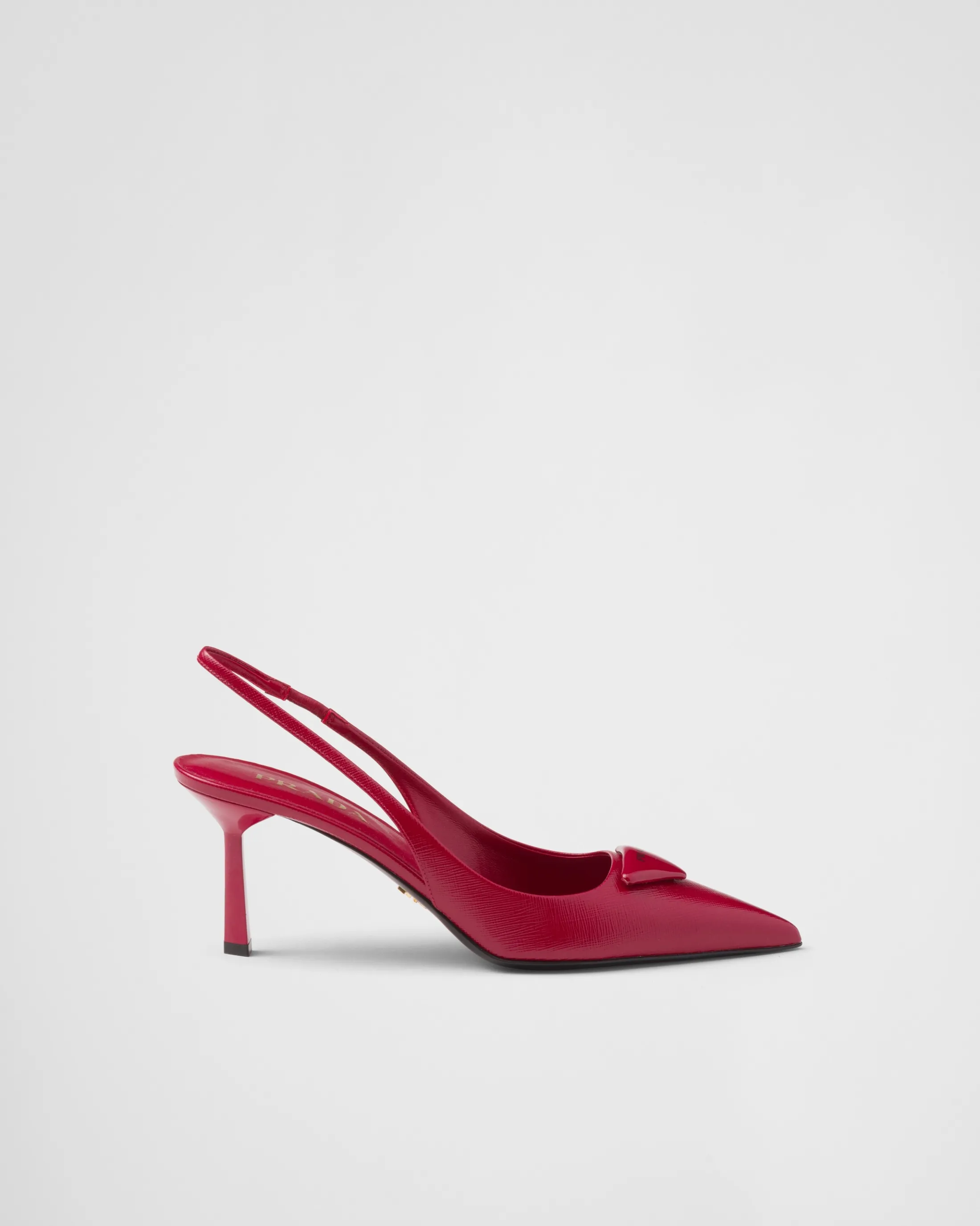 Prada Saffiano patent leather slingback pumps Cherryred Fashion