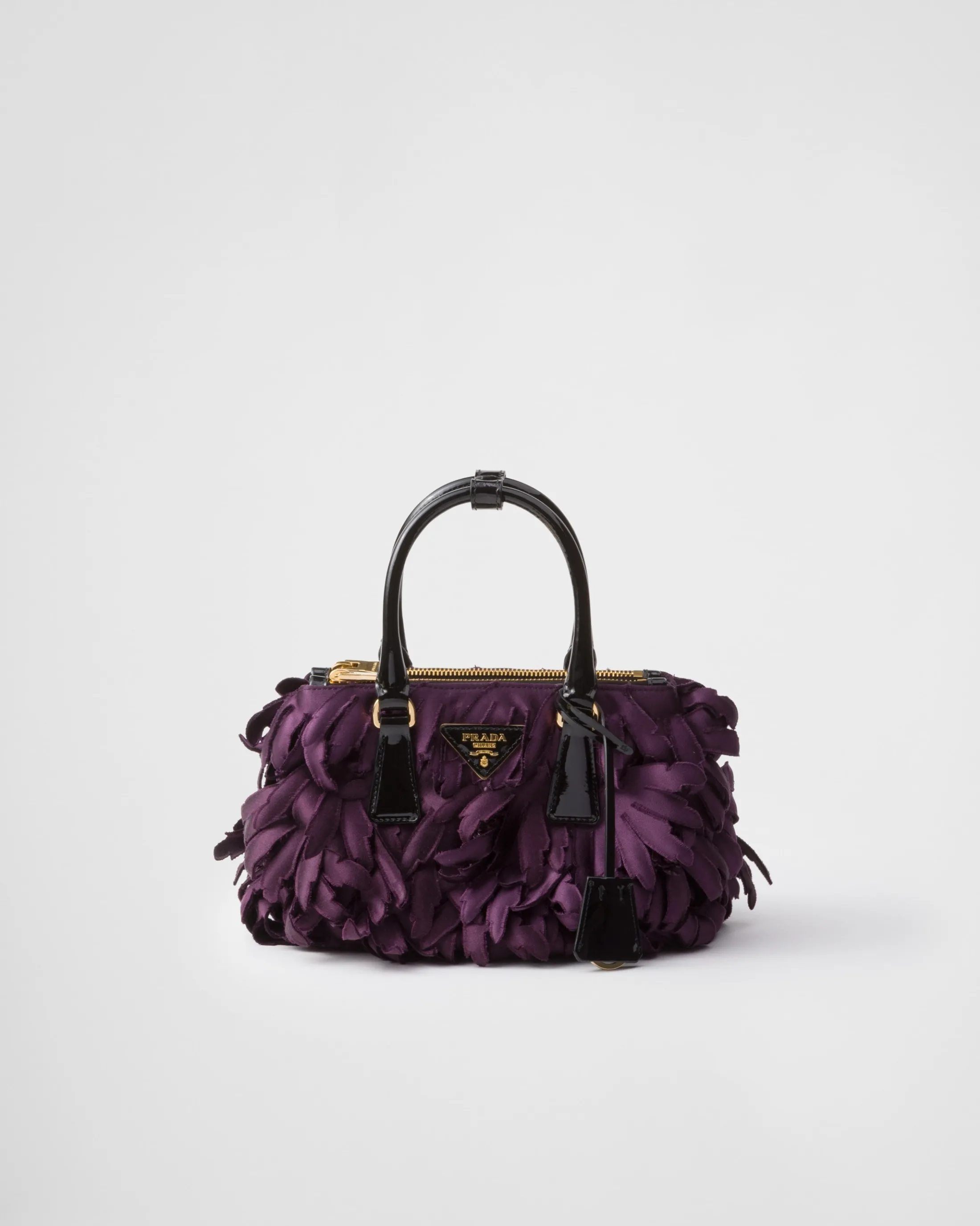 Prada Satin and patent leather Galleria mini-bag Plum/black Shop