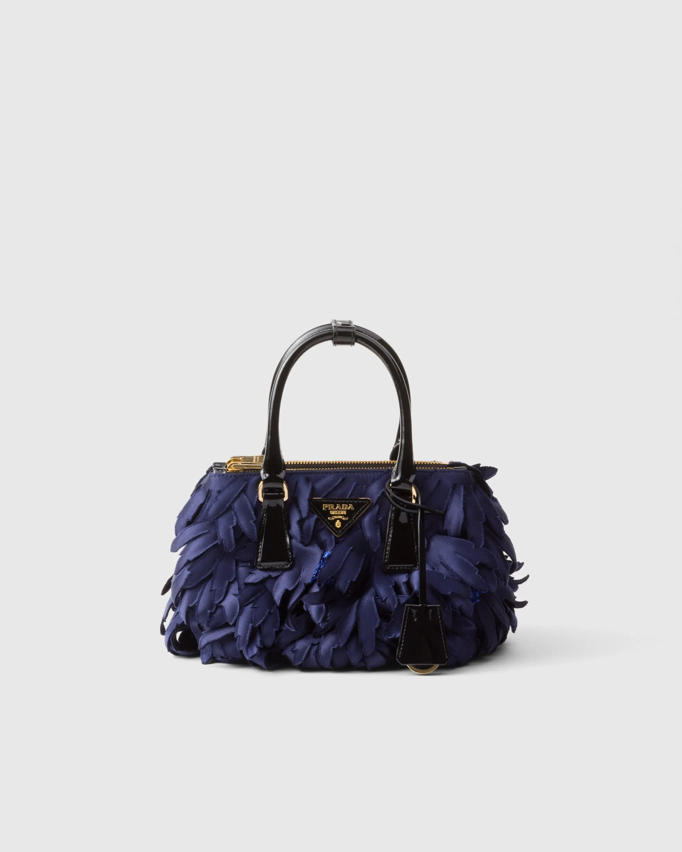 Prada Satin and patent leather Galleria mini-bag Balticblue/black Best