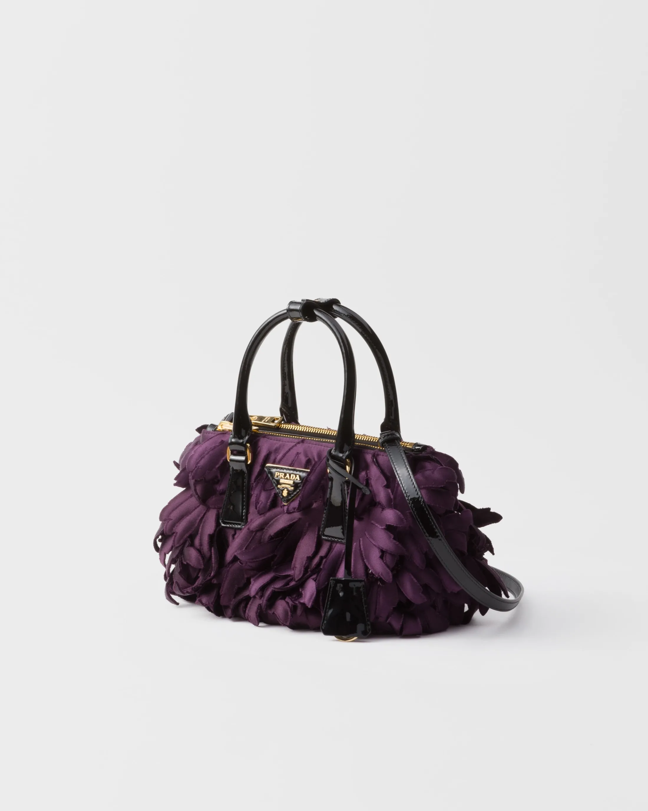 Prada Satin and patent leather Galleria mini-bag Plum/black Shop