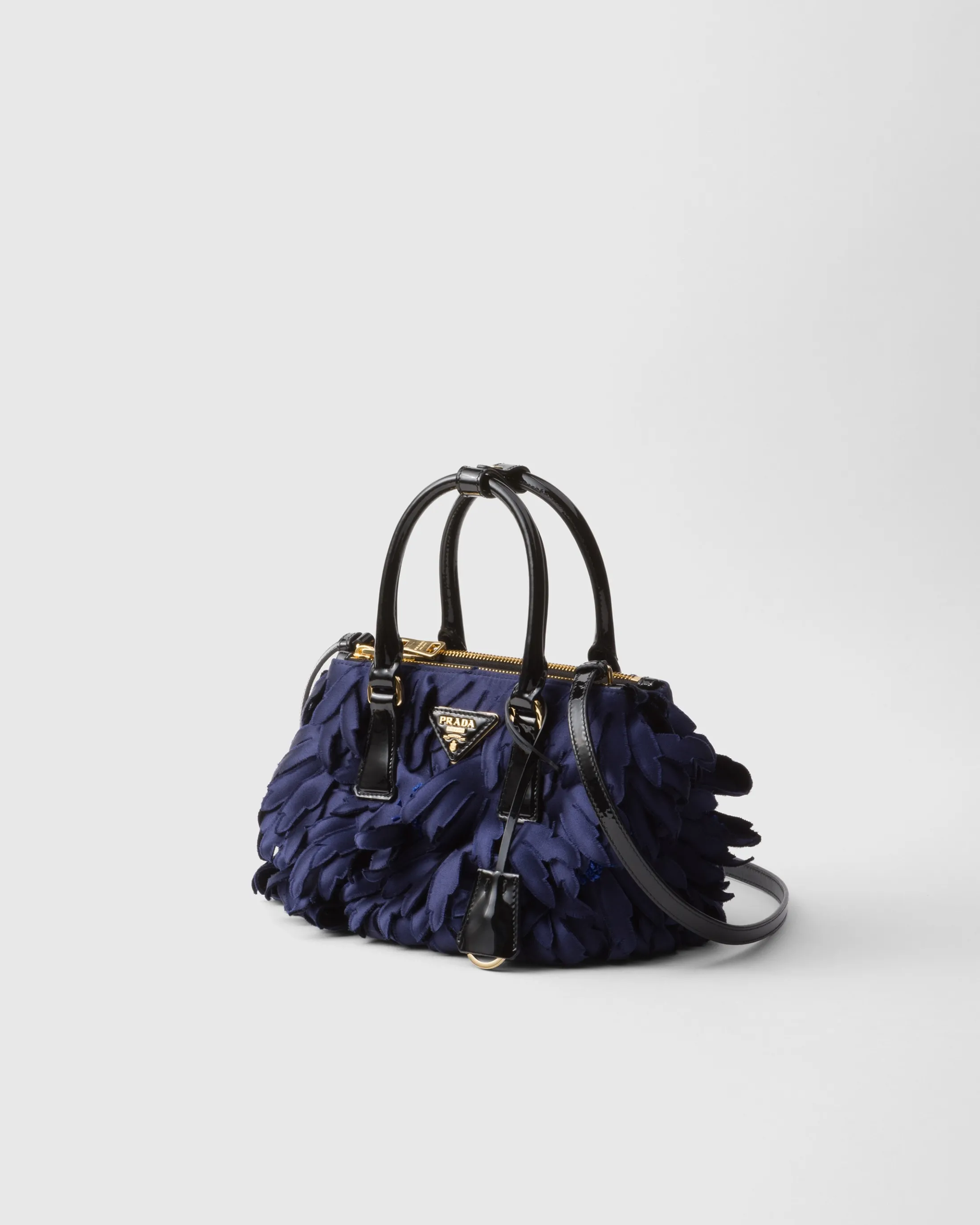 Prada Satin and patent leather Galleria mini-bag Balticblue/black Best