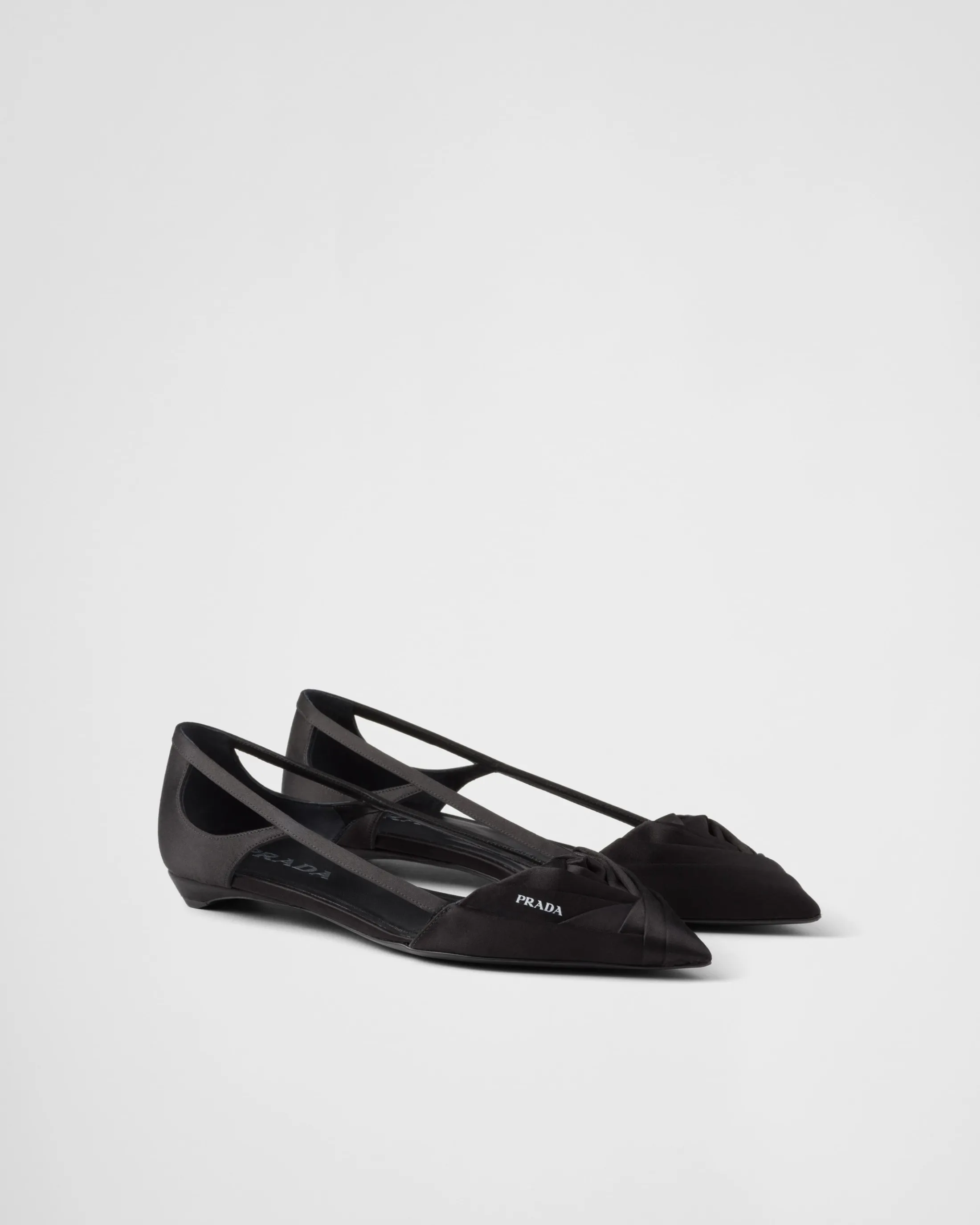 Prada Satin cut-out ballerinas Black Cheap