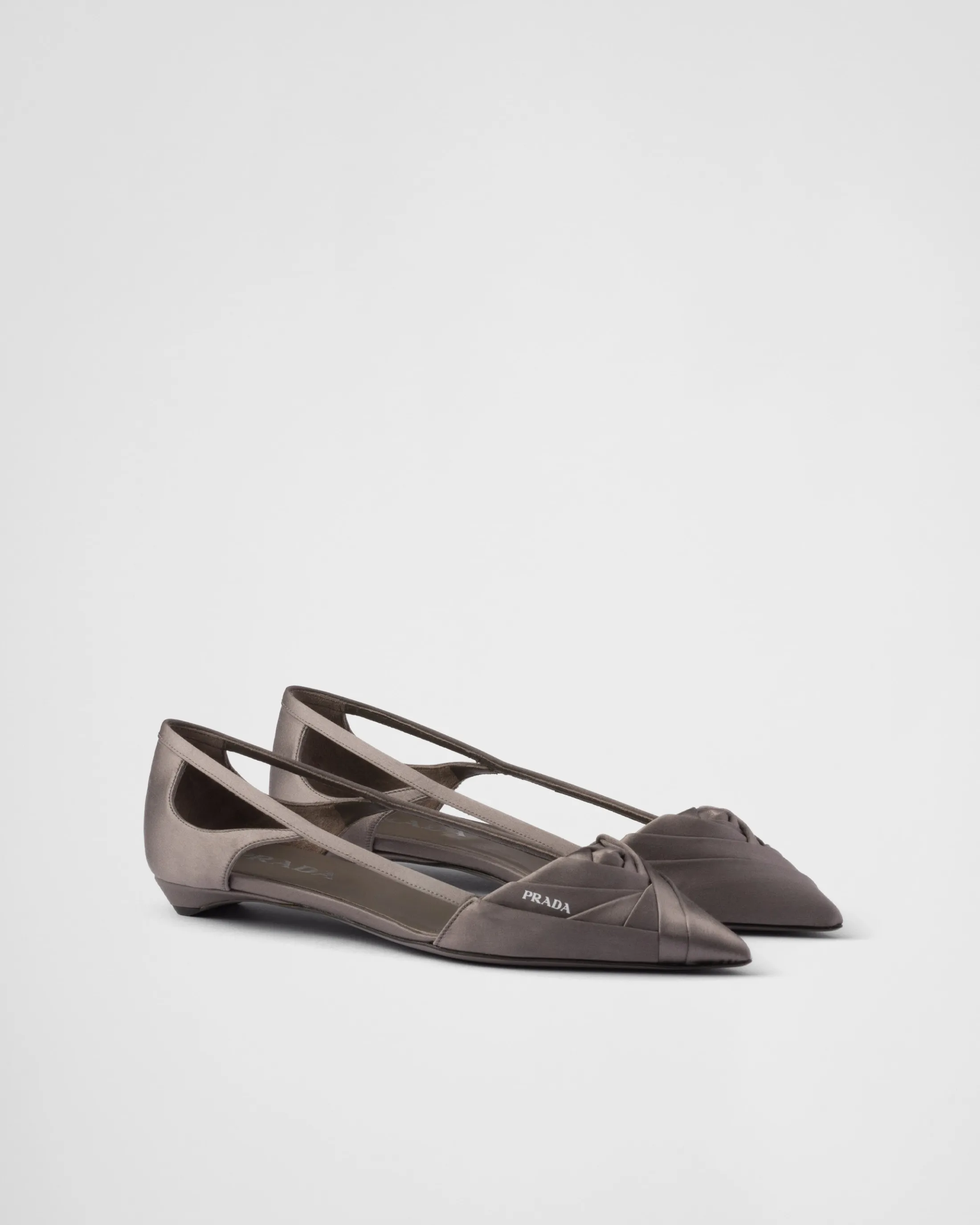 Prada Satin cut-out ballerinas Slategray Hot