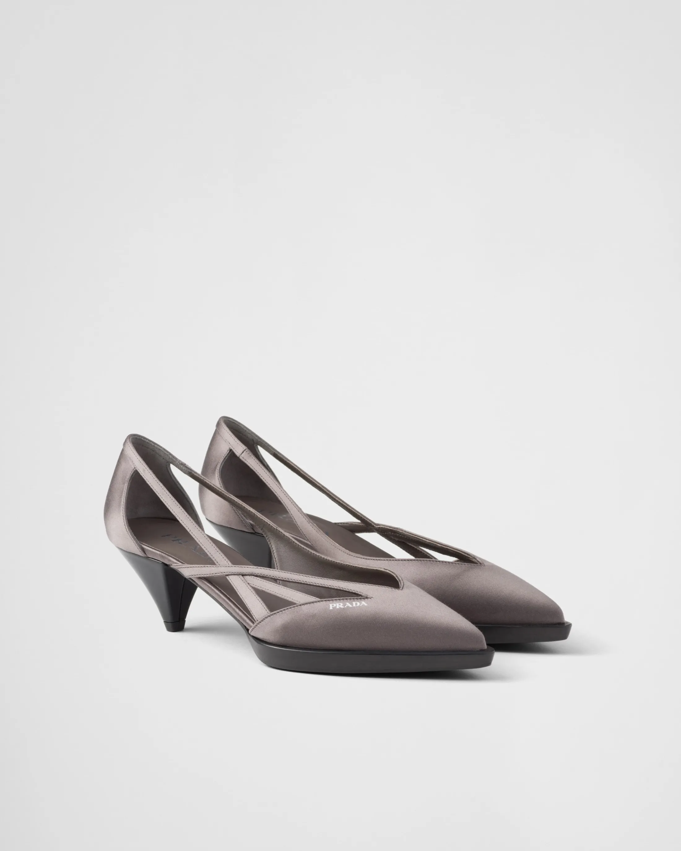 Prada Satin cut-out pumps Slategray New