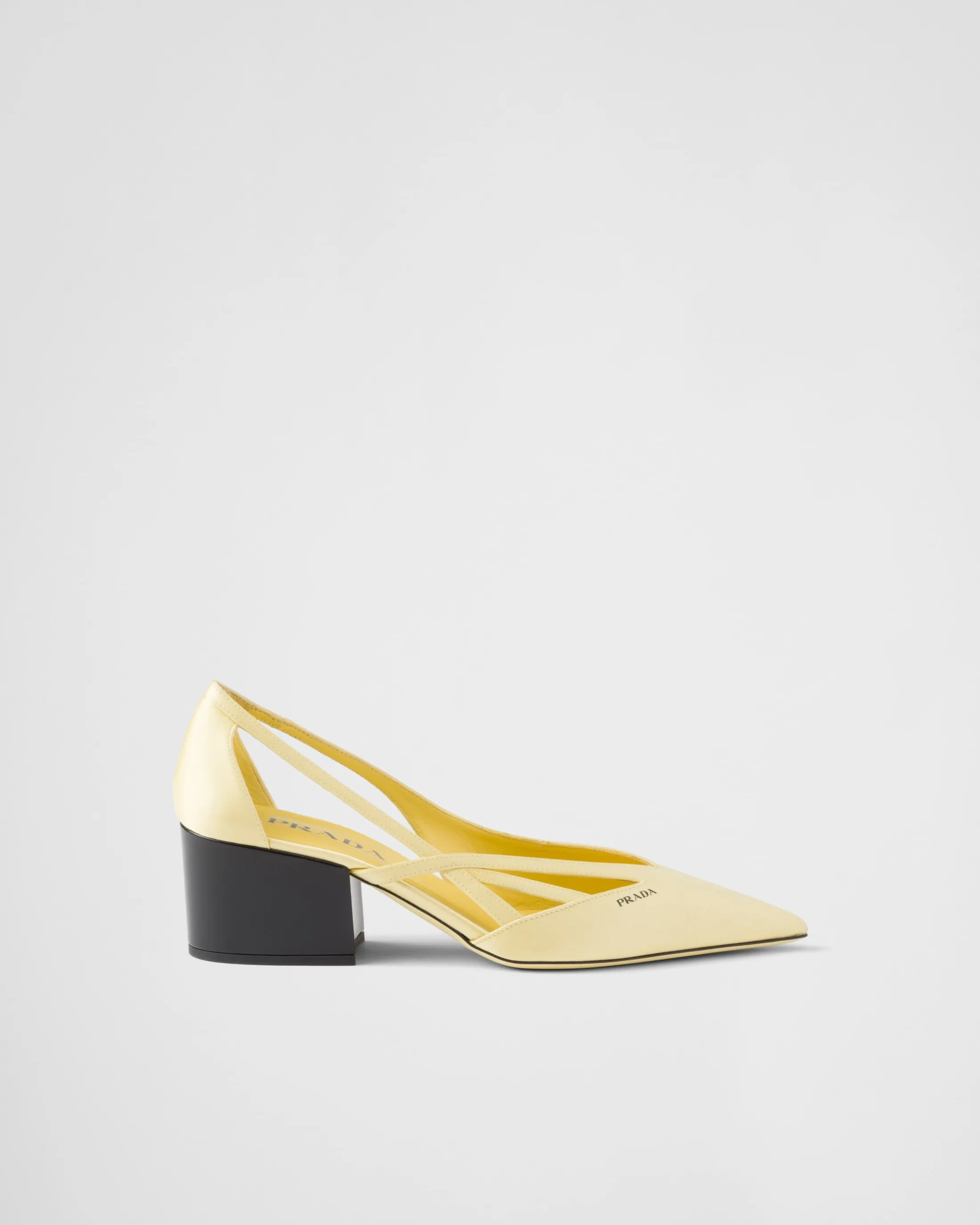 Prada Satin cut-out pumps Lemonyellow Best Sale