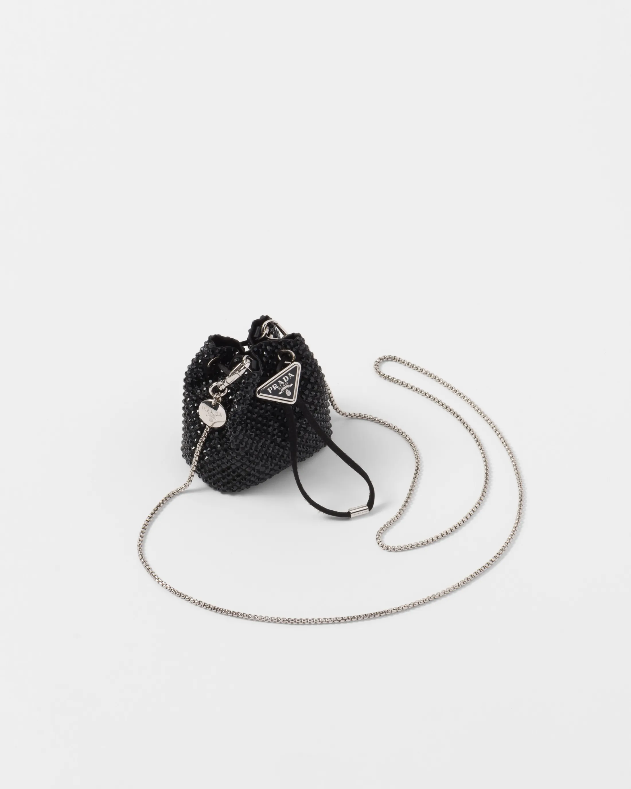 Prada Satin mini-pouch with crystals Black Store