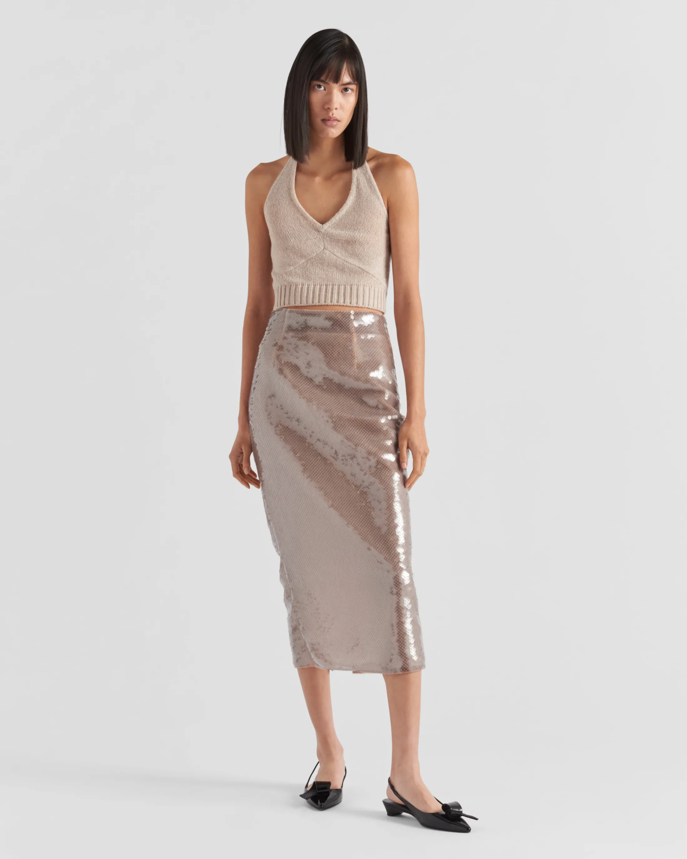 Prada Sequined midi-skirt Pearlgray Clearance