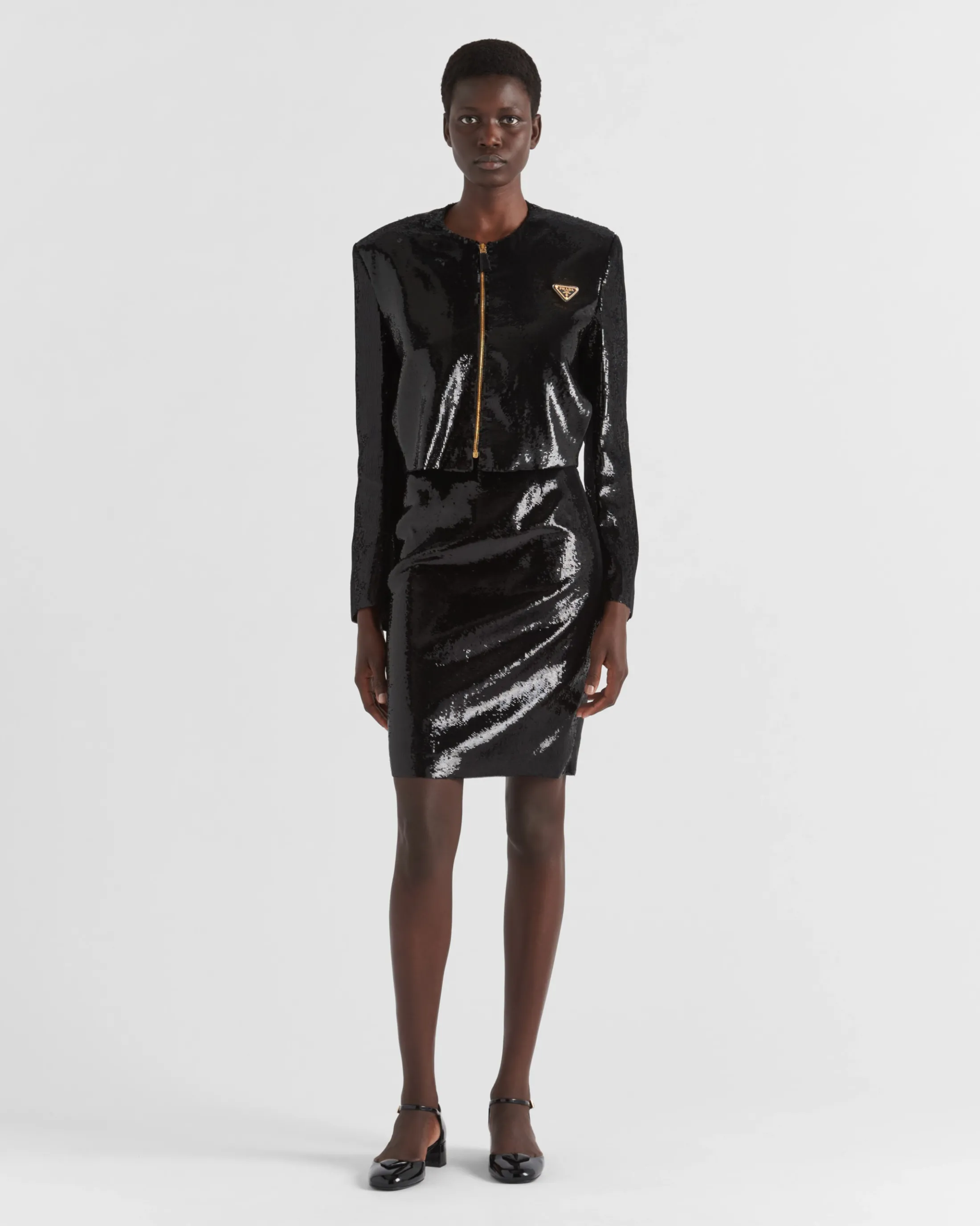 Prada Sequined midi-skirt Black Flash Sale