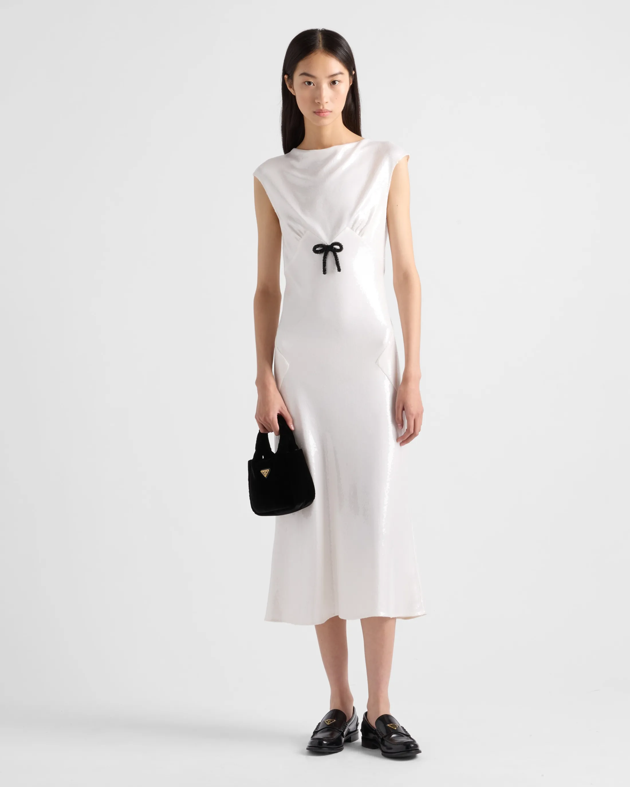 Prada Sequined satin jersey dress White Hot