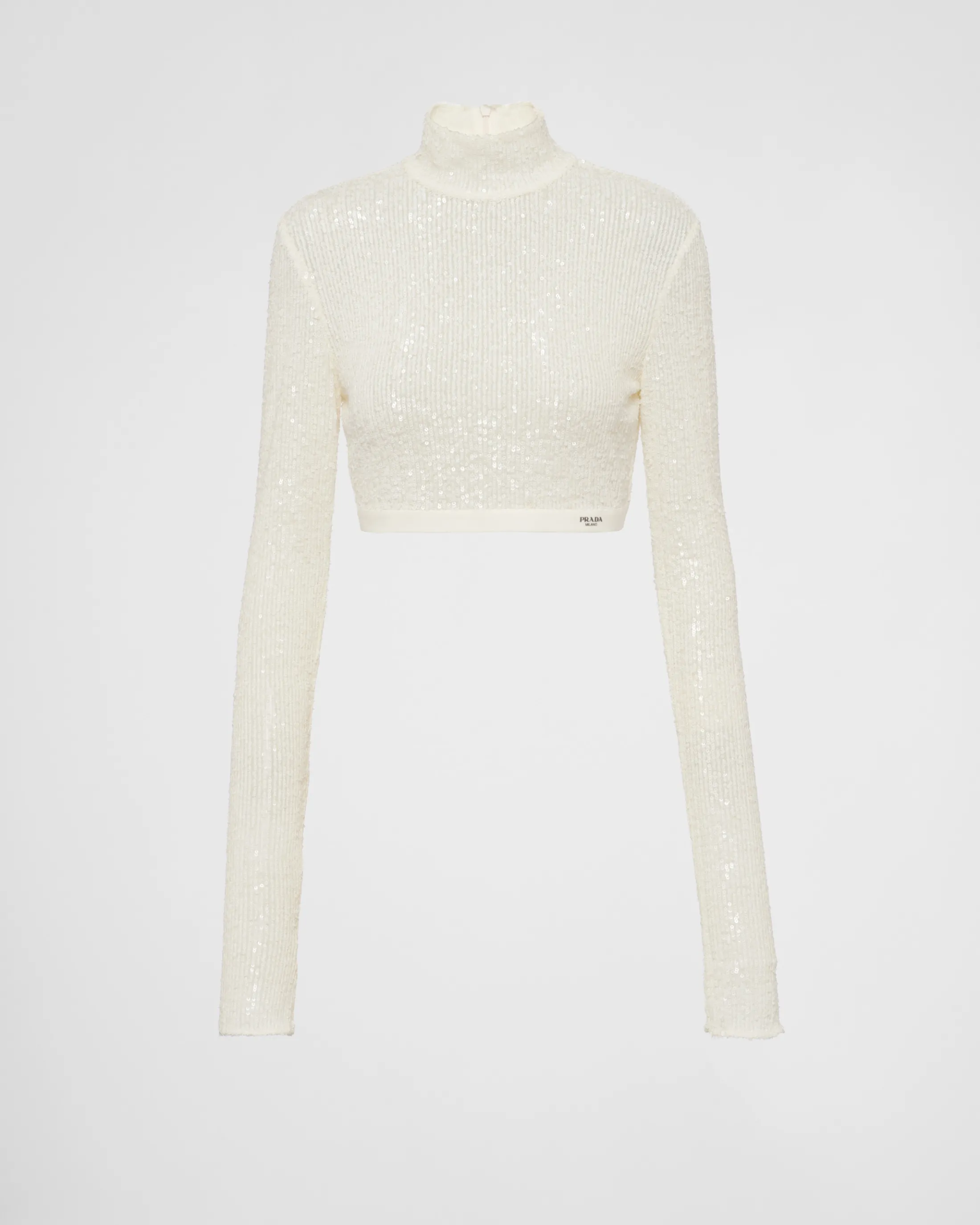 Prada Sequined stretch top Ivory Sale