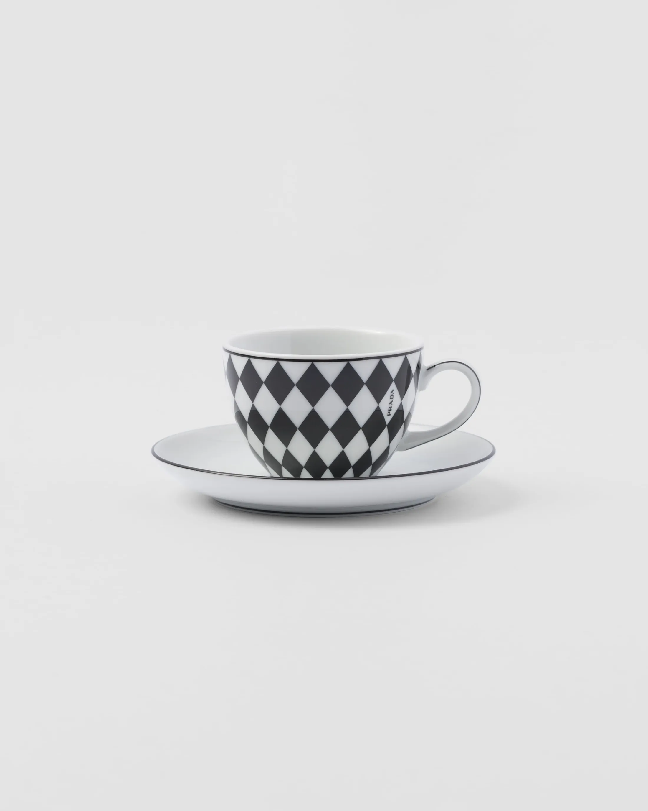 Prada Set of four porcelain espresso cups - Checkerboard White/black Best Sale