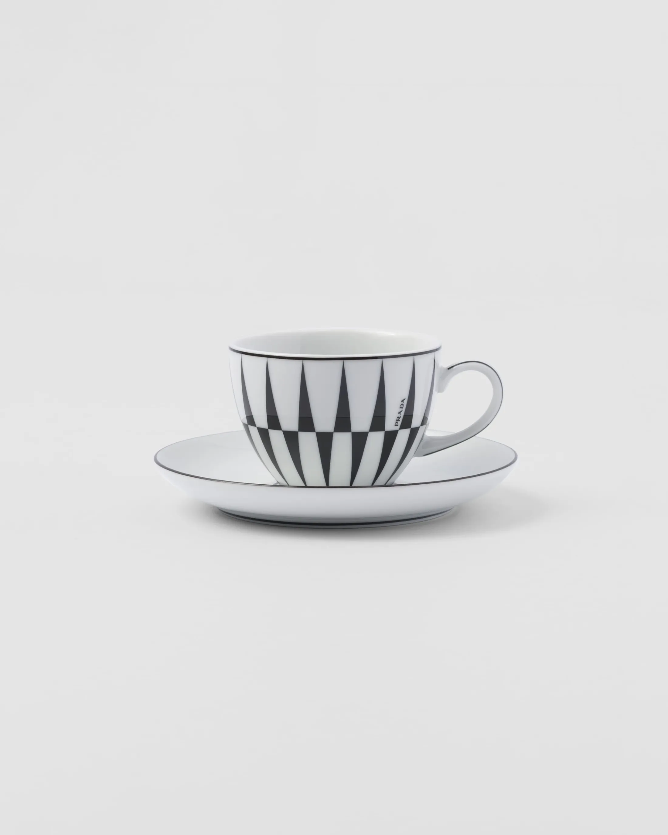 Prada Set of four porcelain espresso cups - Stripes White/black Fashion