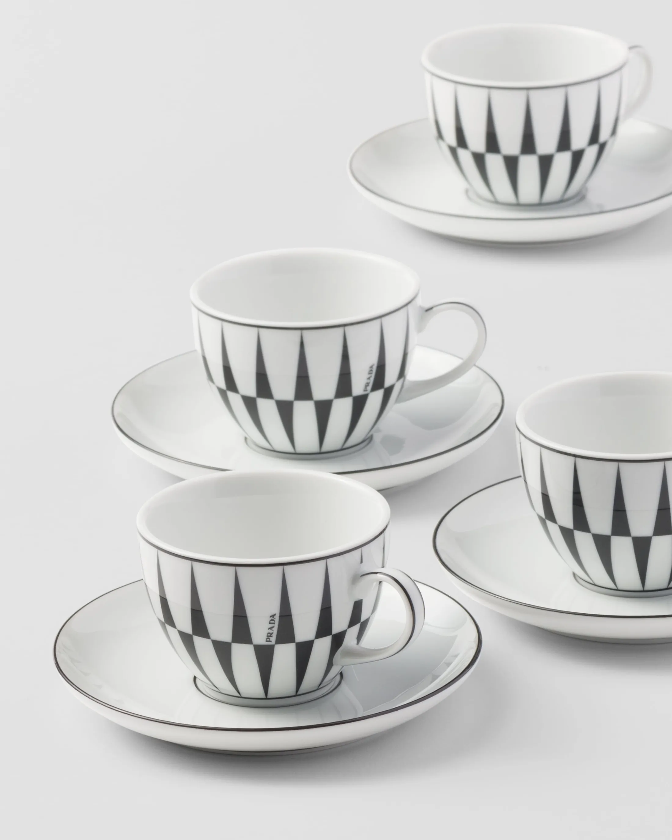 Prada Set of four porcelain espresso cups - Stripes White/black Fashion