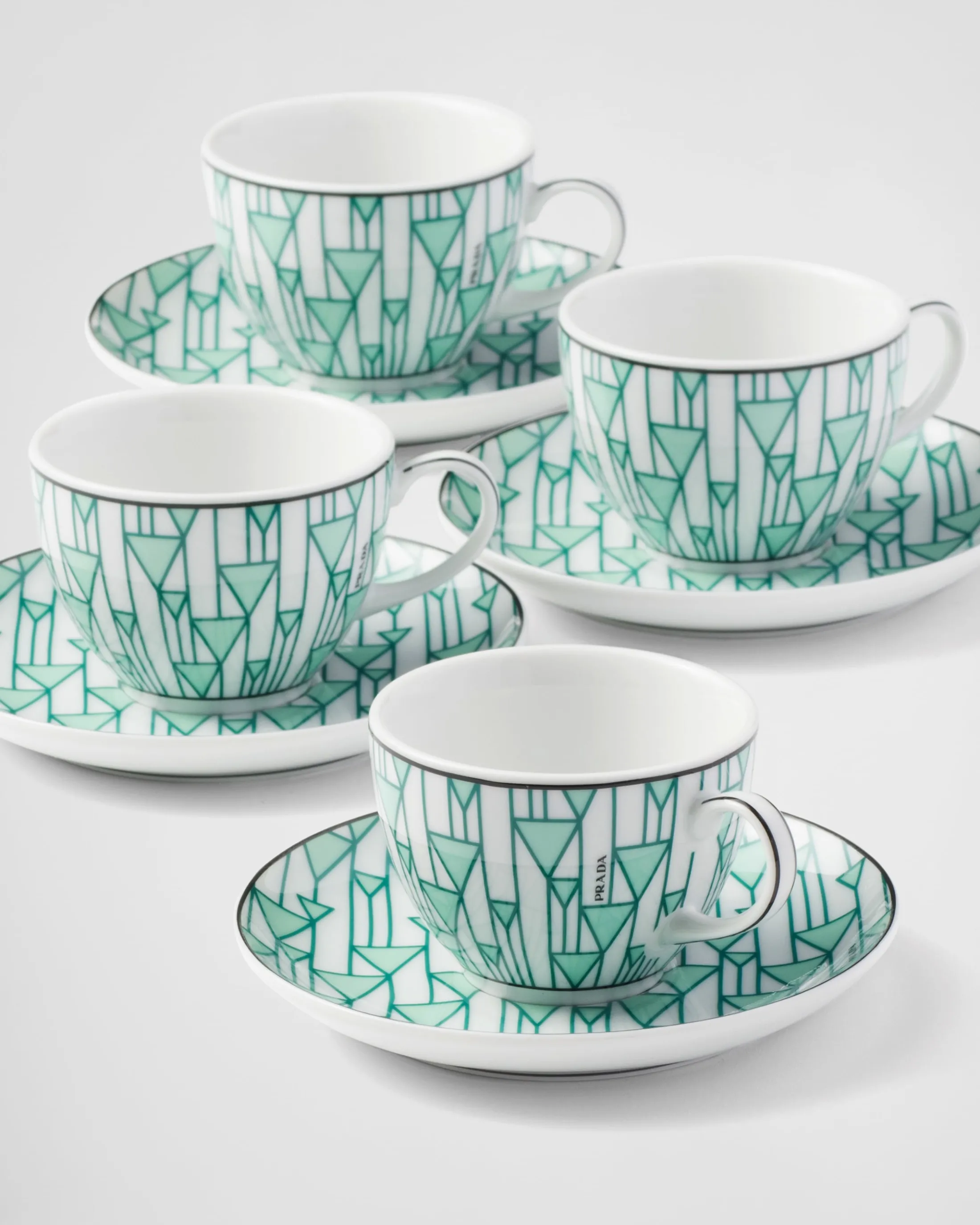 Prada Set of four porcelain espresso cups - Vienna Green Sale