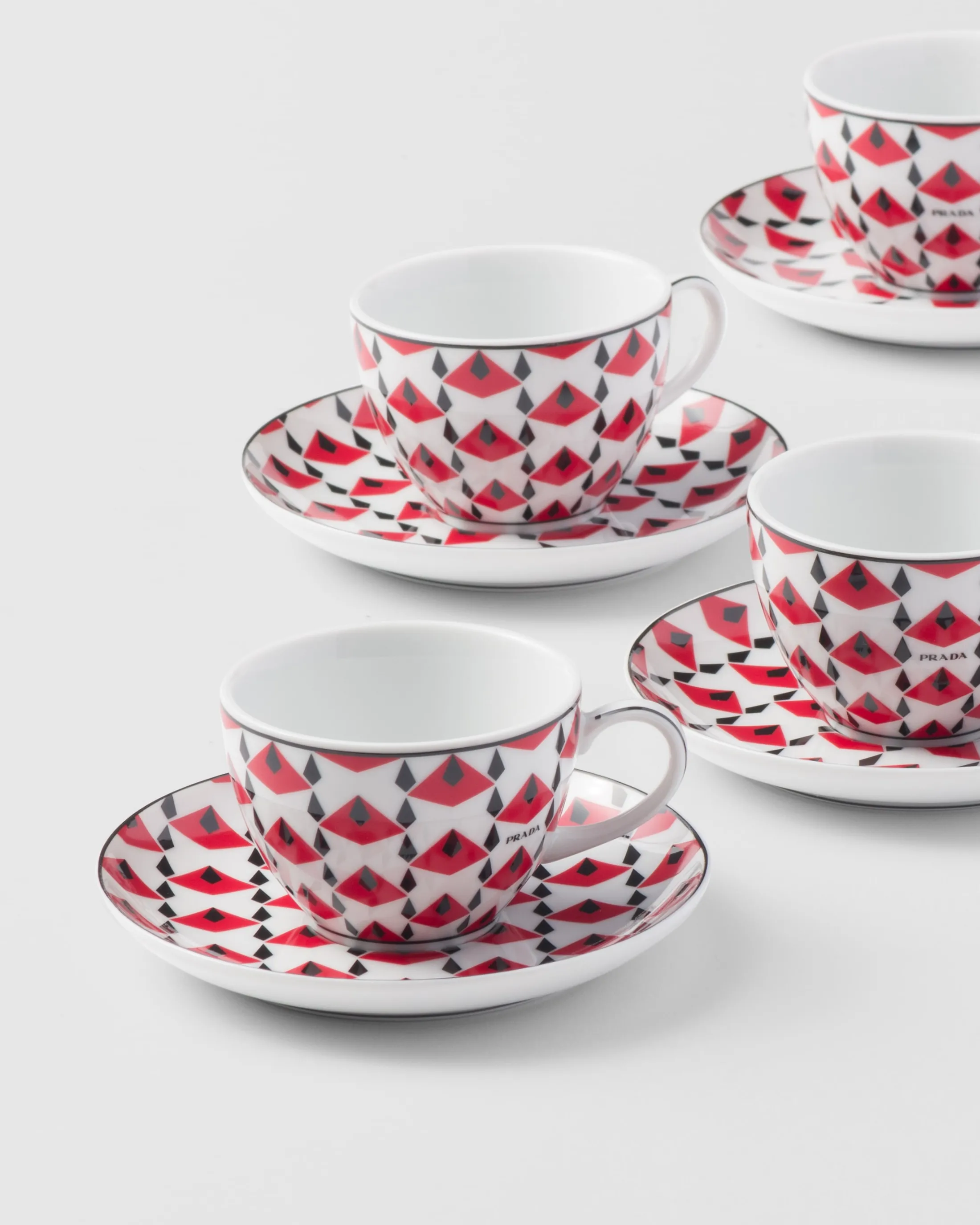 Prada Set of four porcelain espresso cups - Vienna Red Black/red Clearance