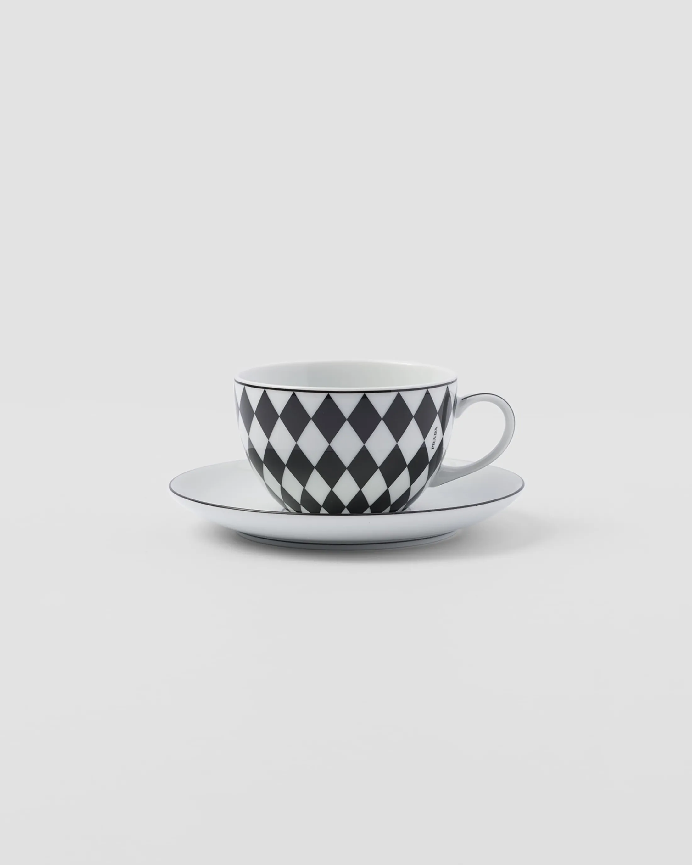 Prada Set of two porcelain cappuccino cups - Checkerboard White/black Clearance