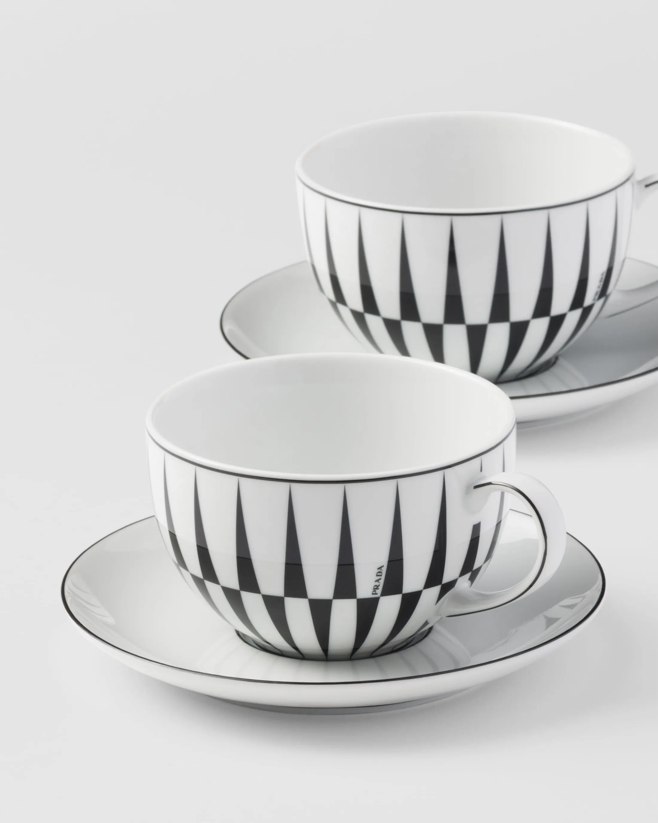 Prada Set of two porcelain cappuccino cups - Stripes White/black Hot