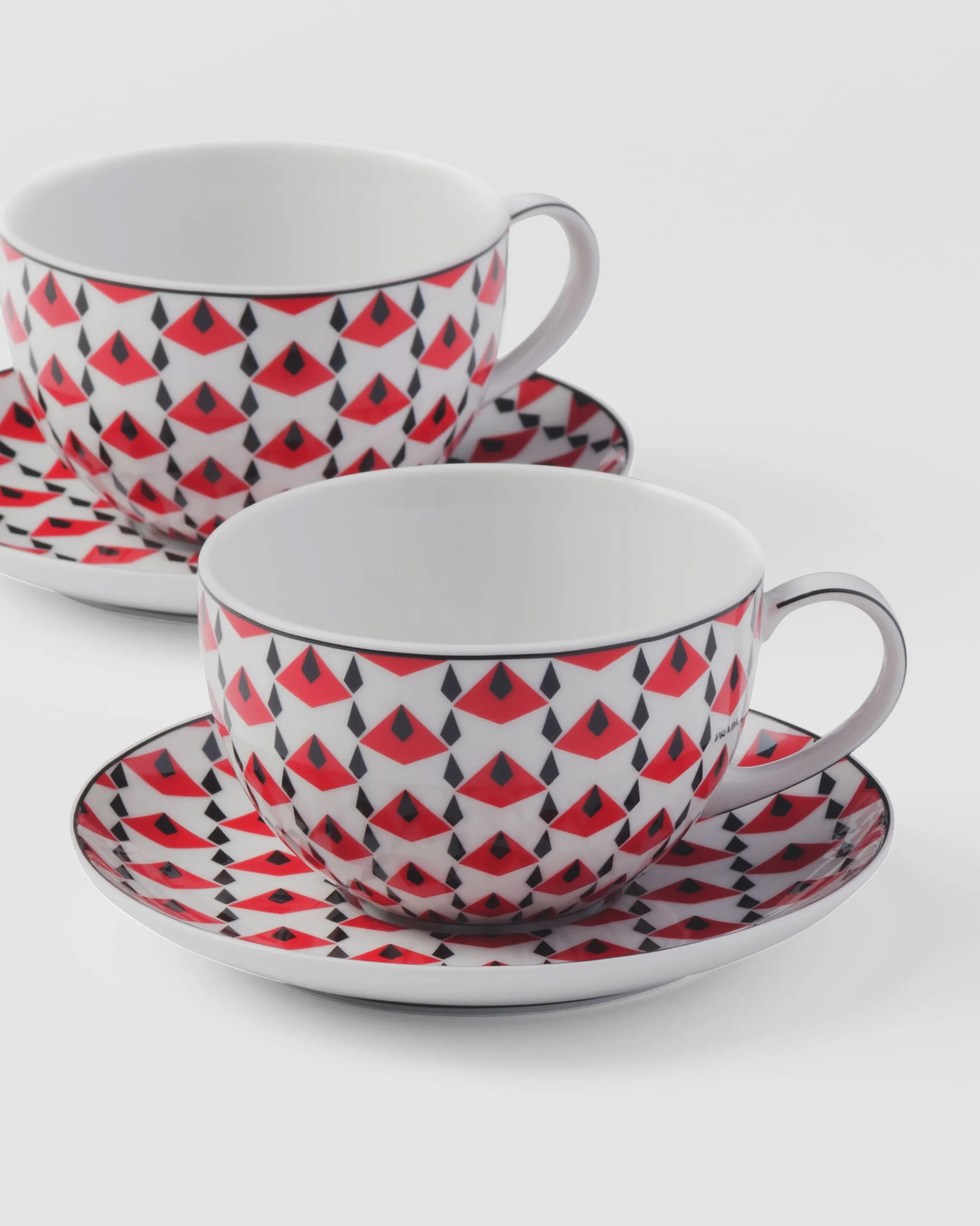 Prada Set of two porcelain cappuccino cups - Vienna Red Black/red Online