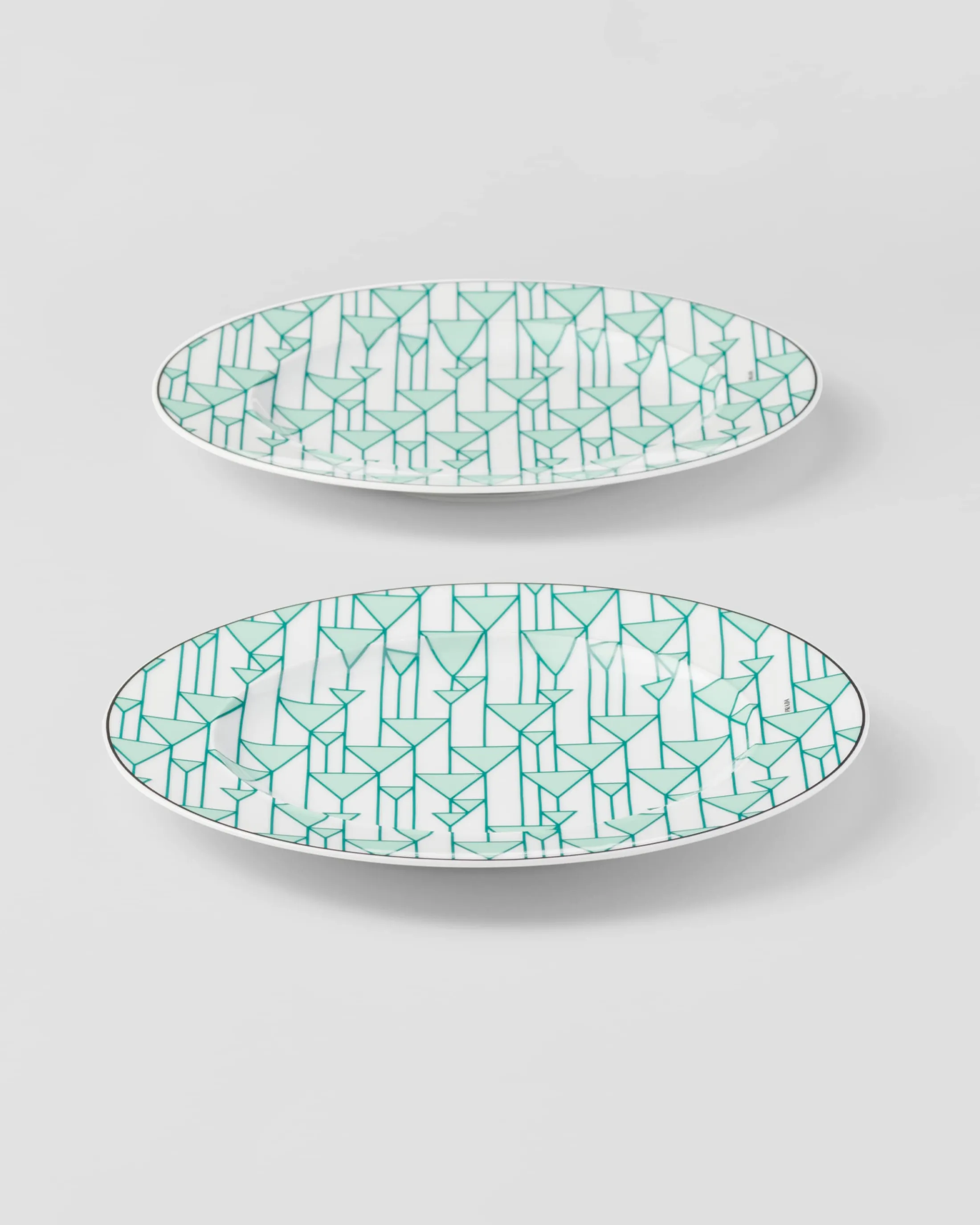 Prada Set of two porcelain dessert plates - Vienna Green Outlet