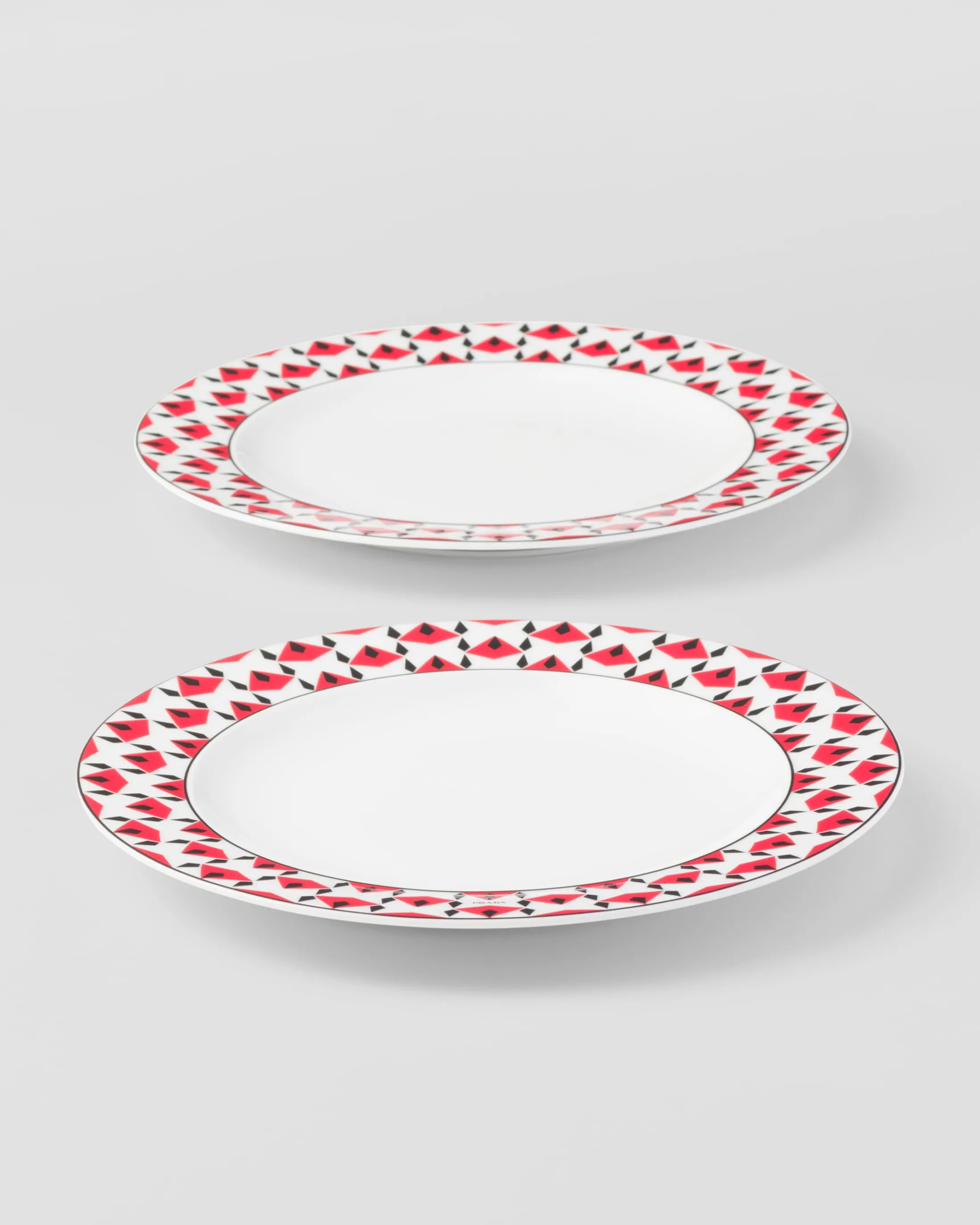 Prada Set of two porcelain dinner plates - Vienna Red Black/red New