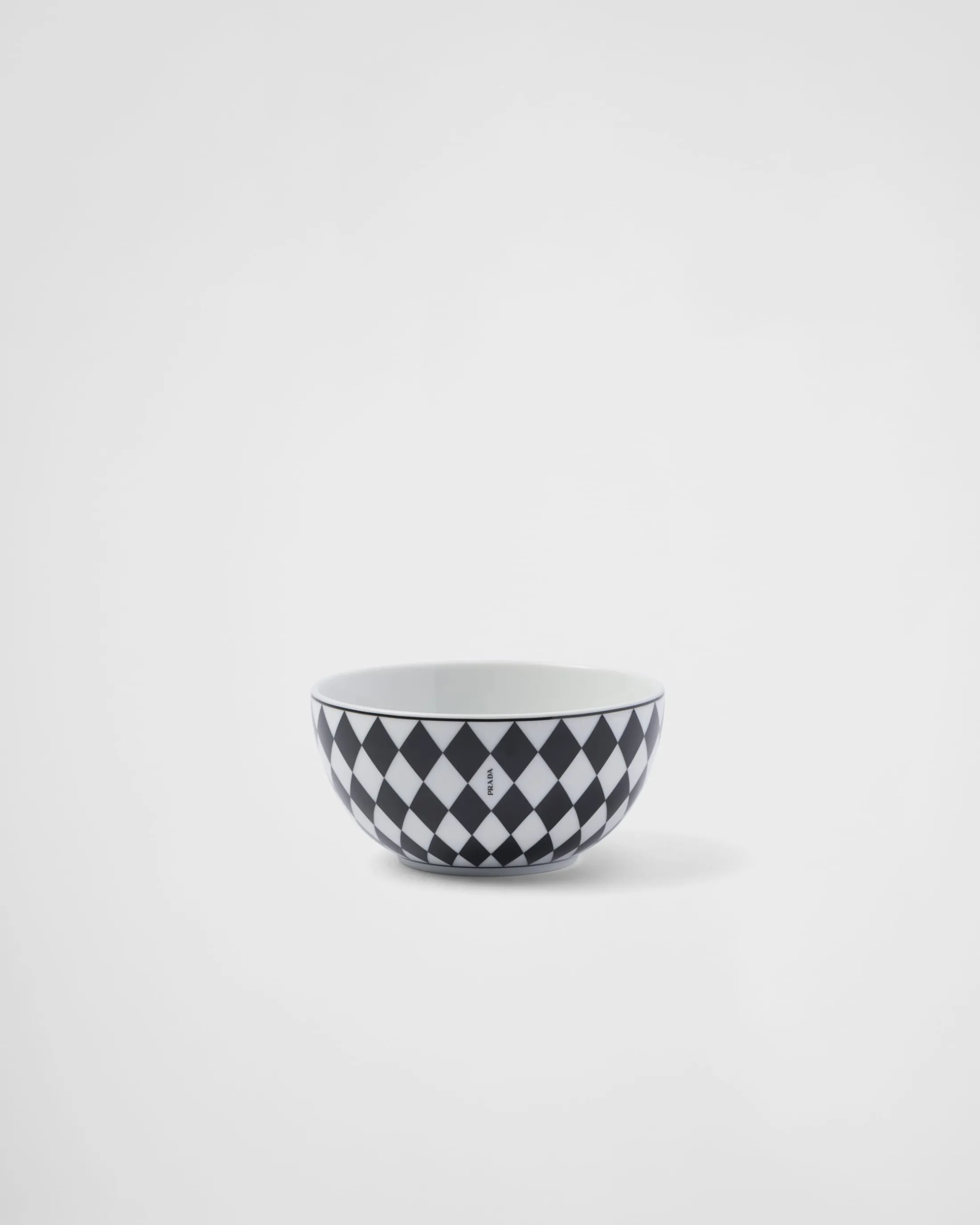 Prada Set of two porcelain rice or cereal bowls - Checkerboard White/black Discount