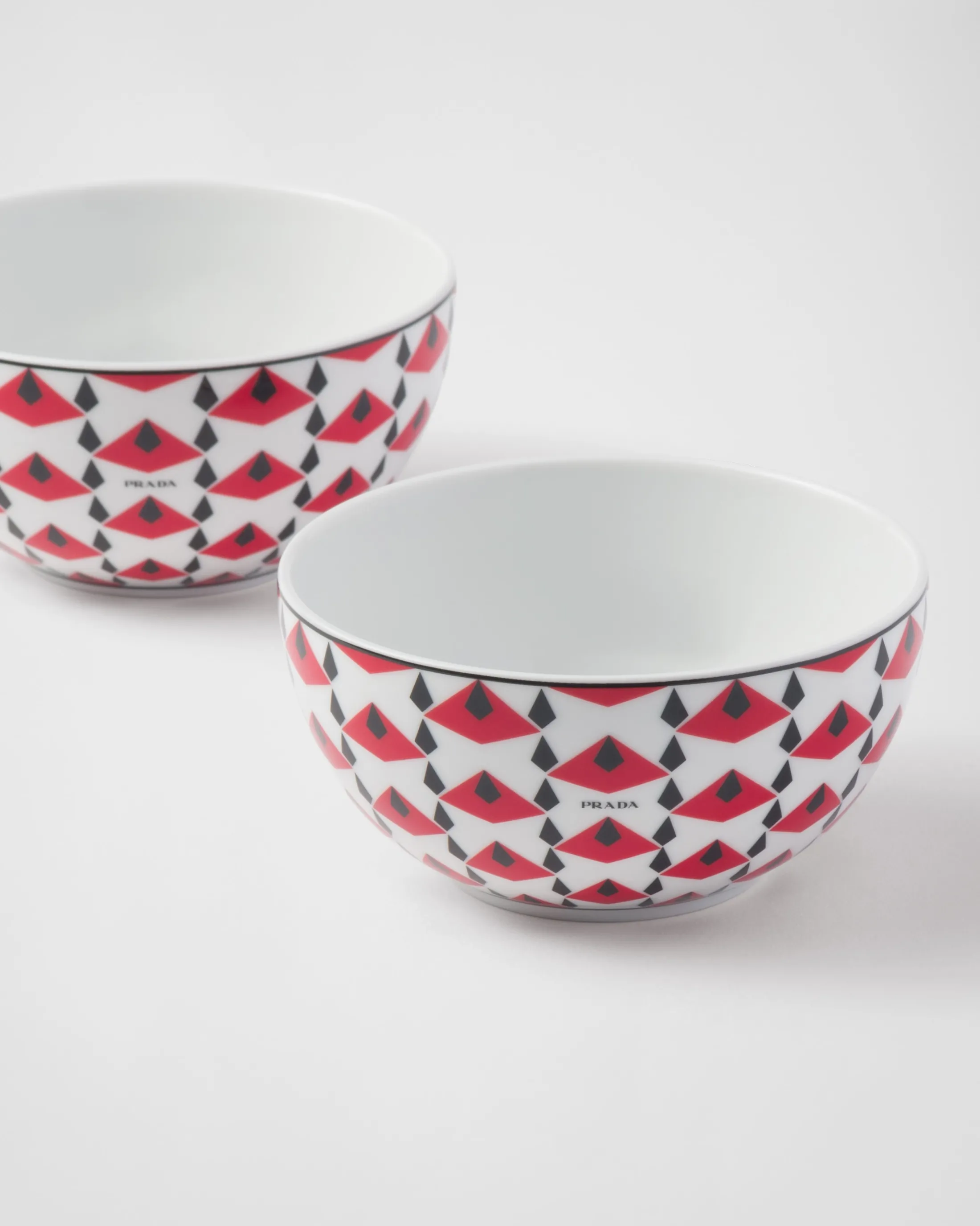 Prada Set of two porcelain rice or cereal bowls - Vienna Red Black/red Shop