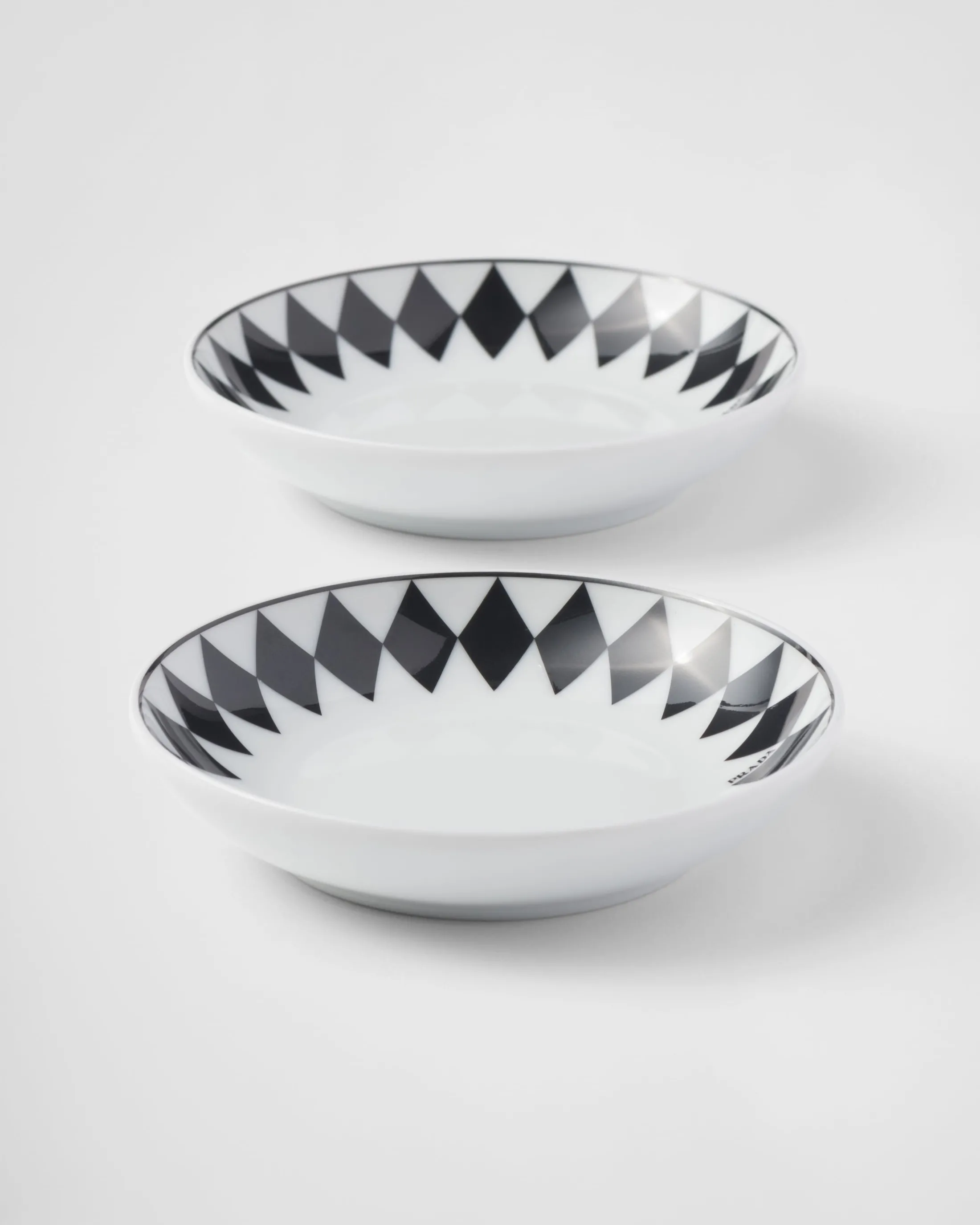 Prada Set of two porcelain sauce bowls - Checkerboard White/black Sale