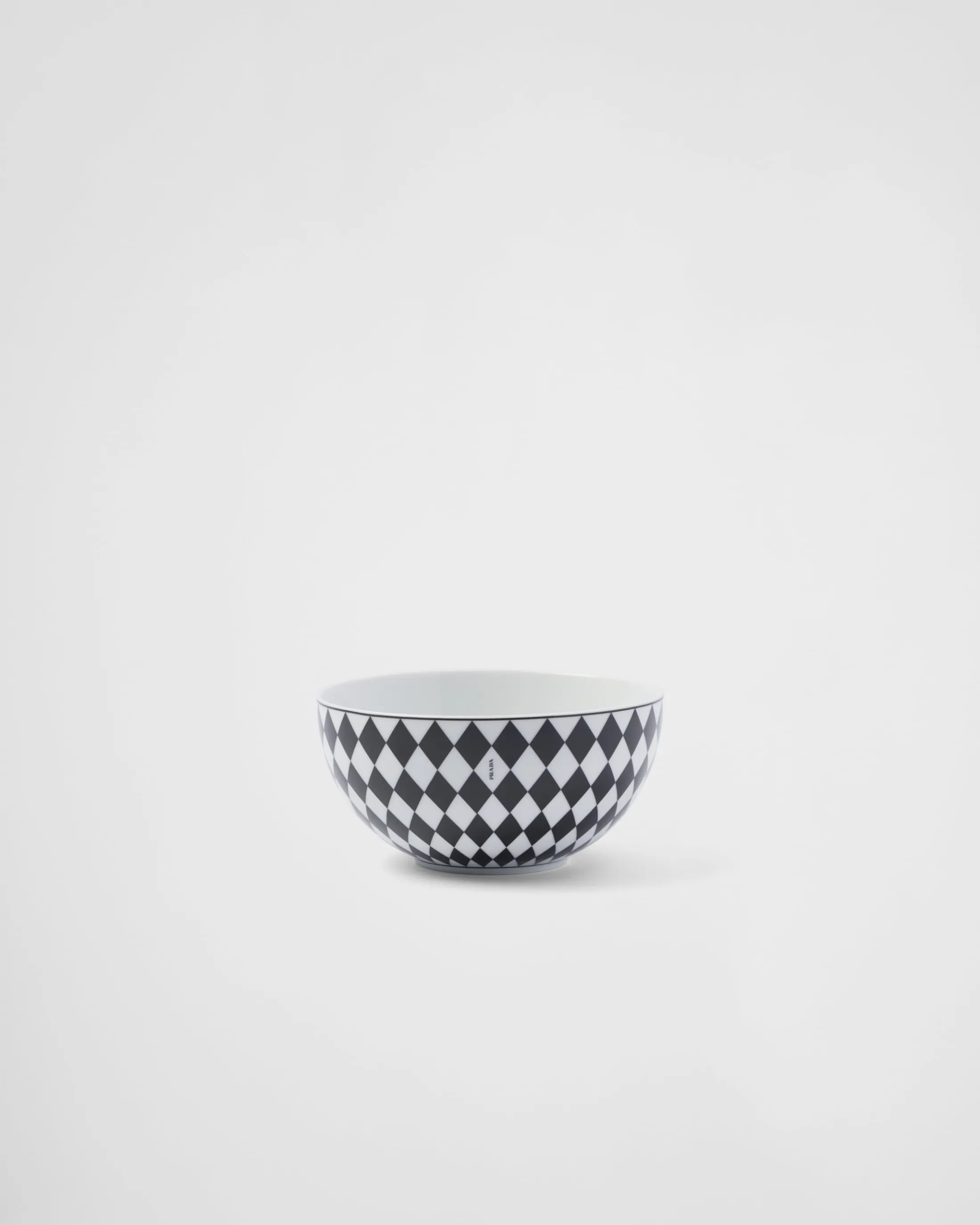 Prada Set of two porcelain soup bowls - Checkerboard White/black Sale