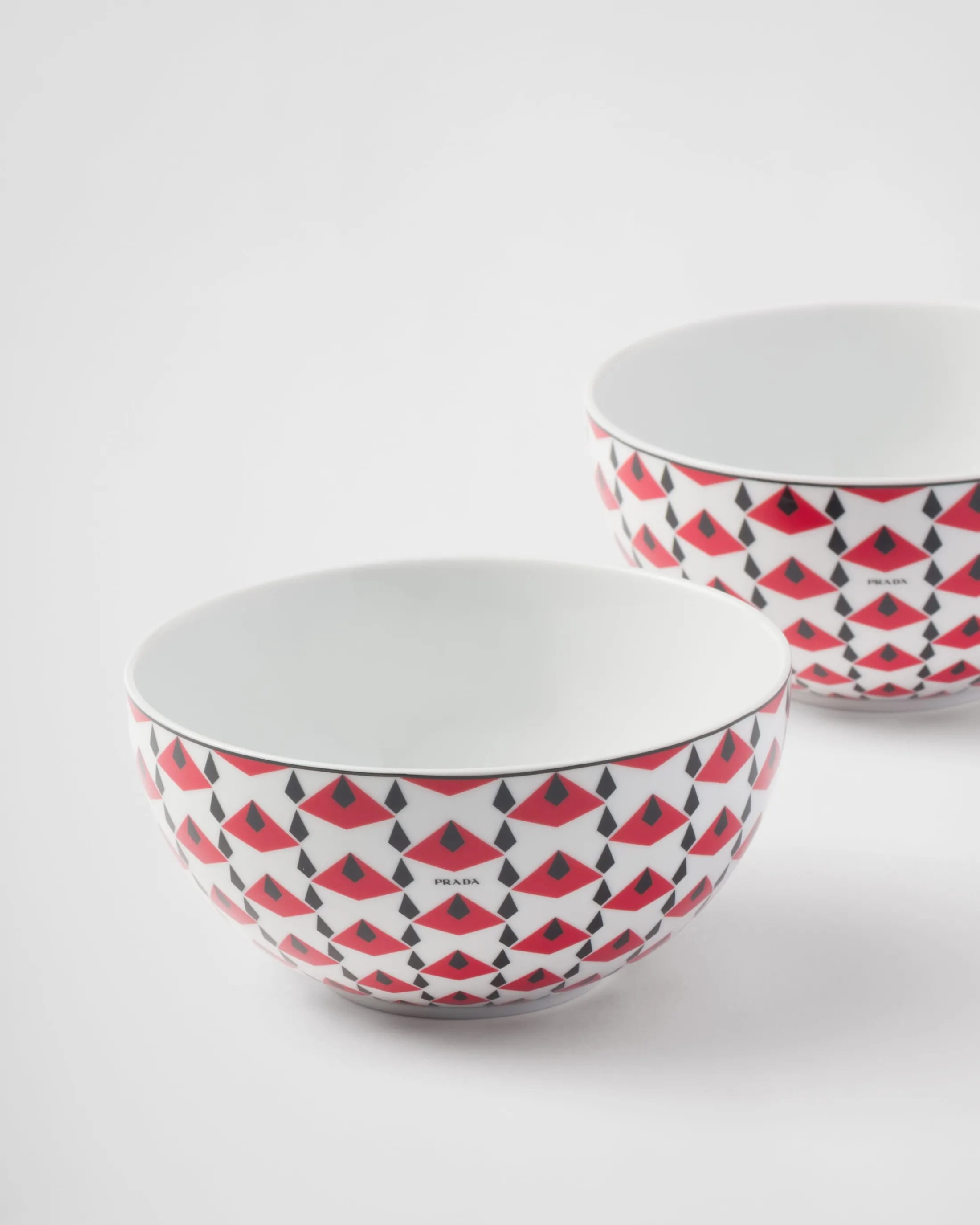 Prada Set of two porcelain soup bowls - Vienna Red Black/red Flash Sale