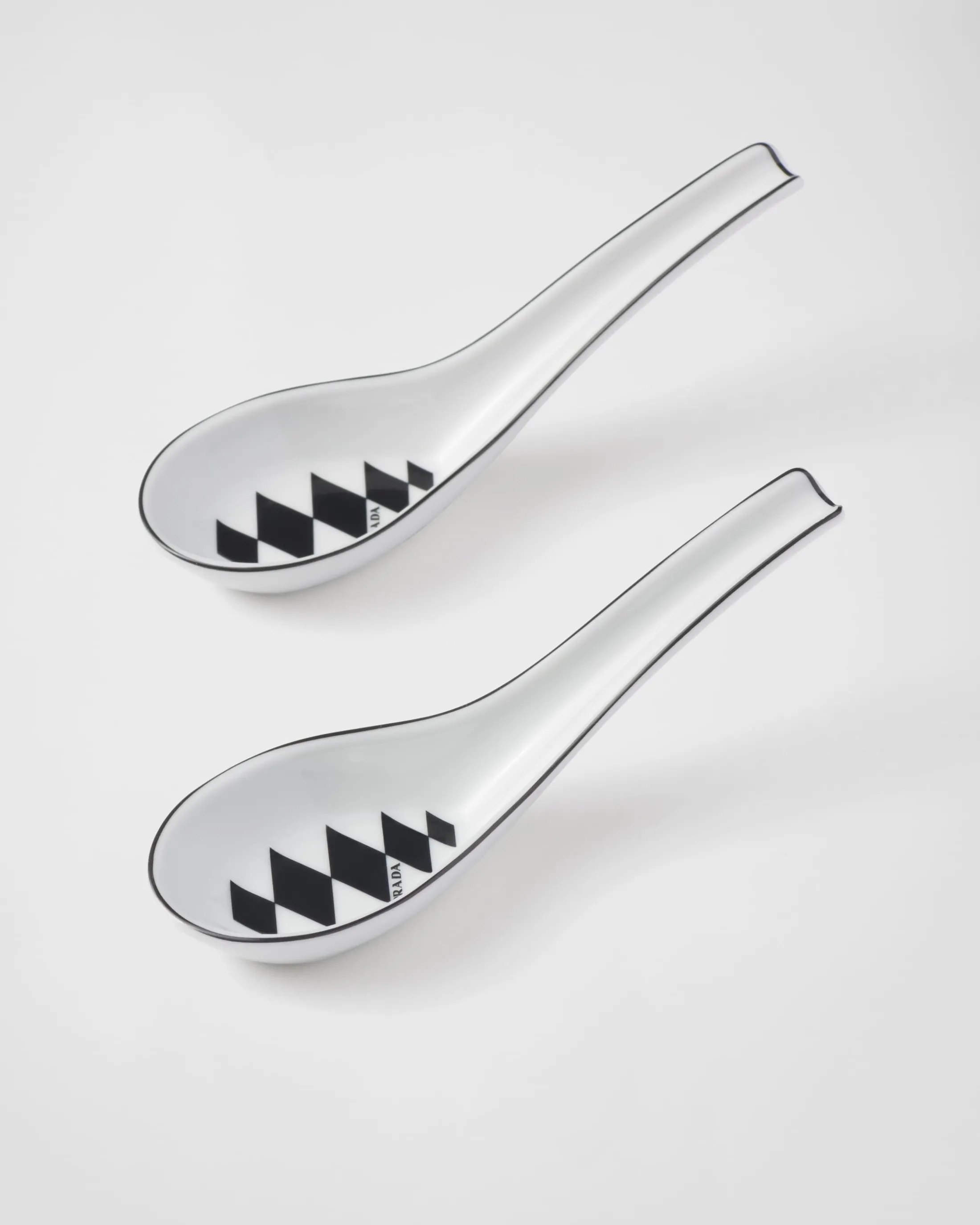 Prada Set of two porcelain spoons - Checkerboard White/black Cheap