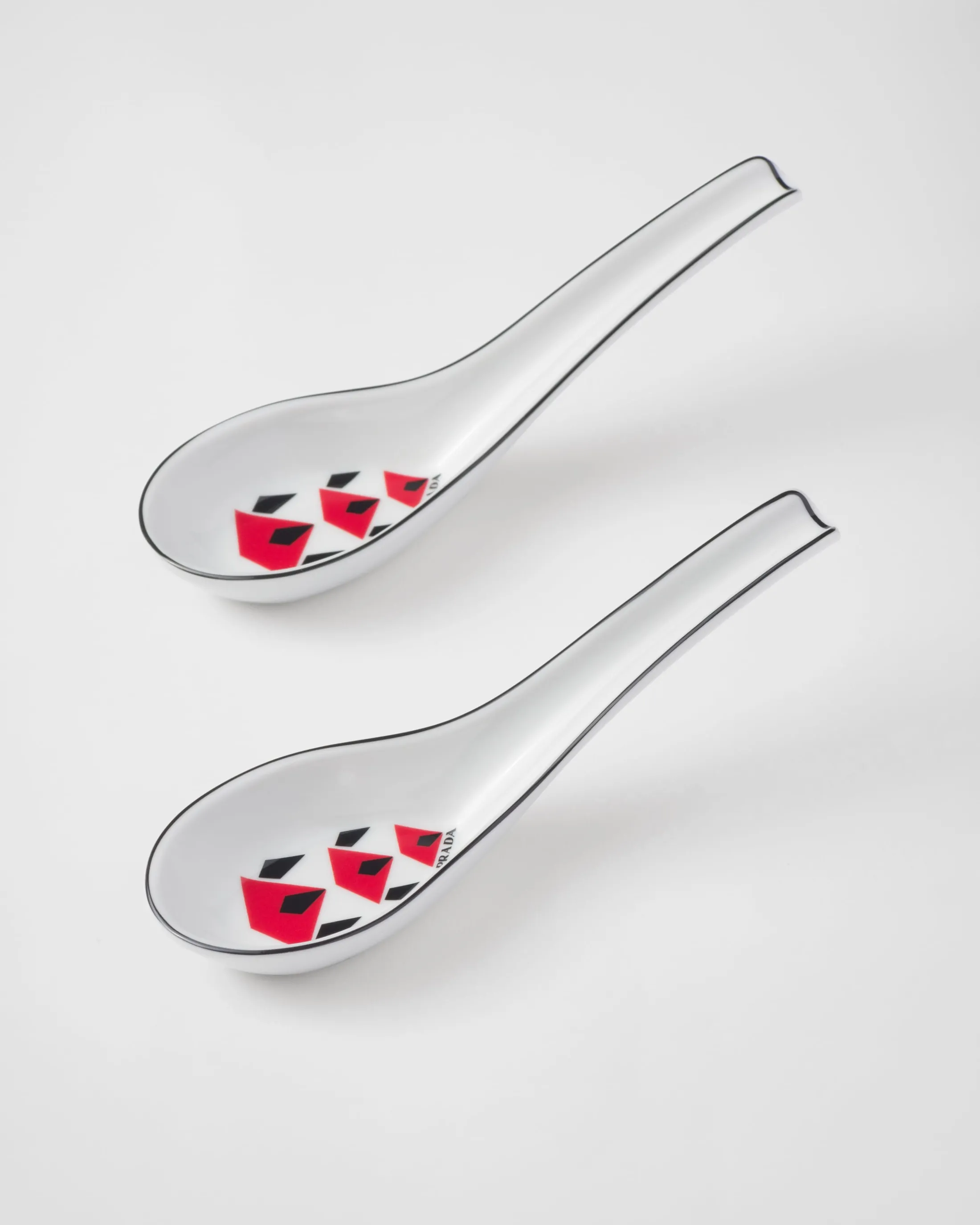 Prada Set of two porcelain spoons - Vienna Red Black/red Fashion