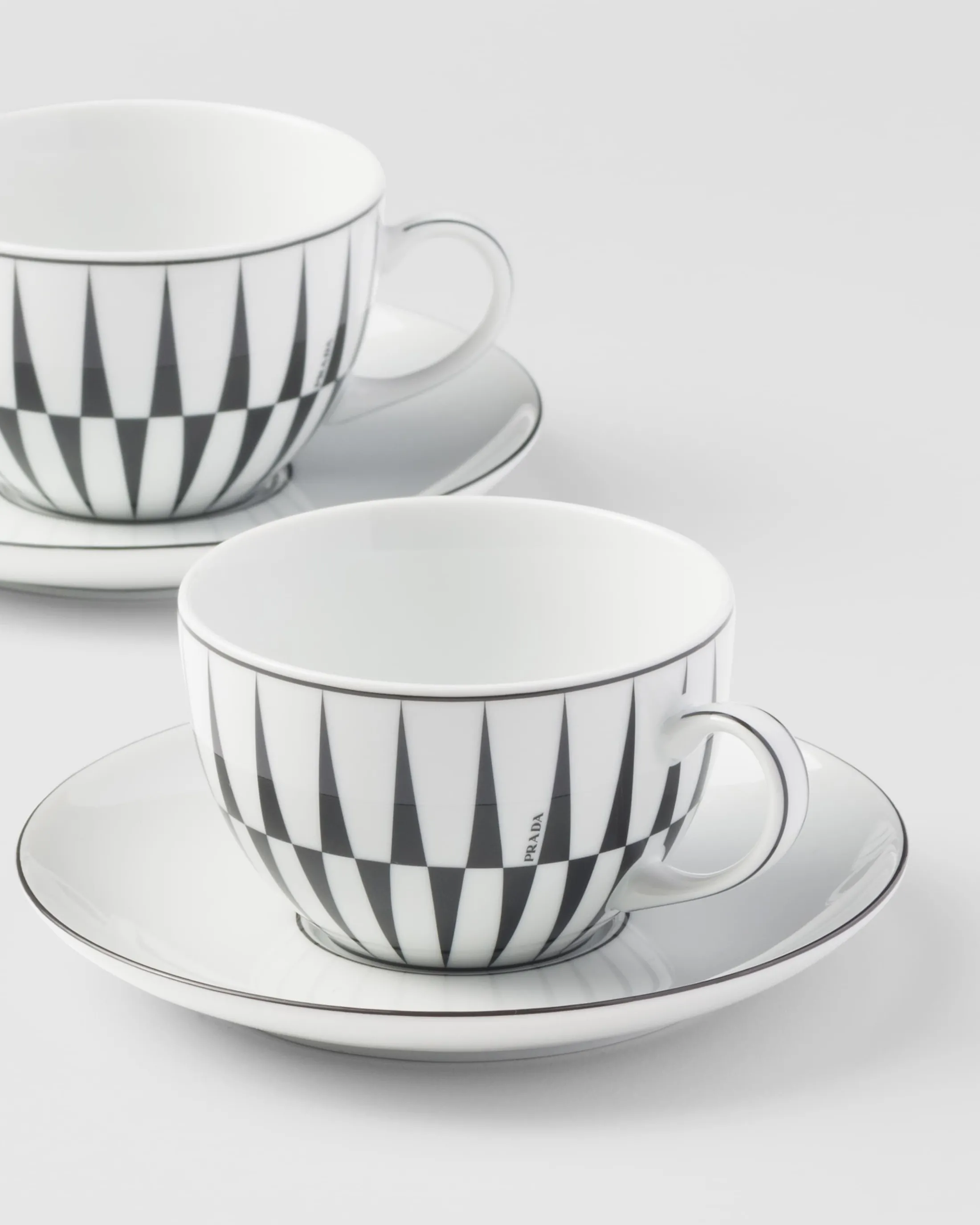 Prada Set of two porcelain tea cups - Stripes White/black Cheap