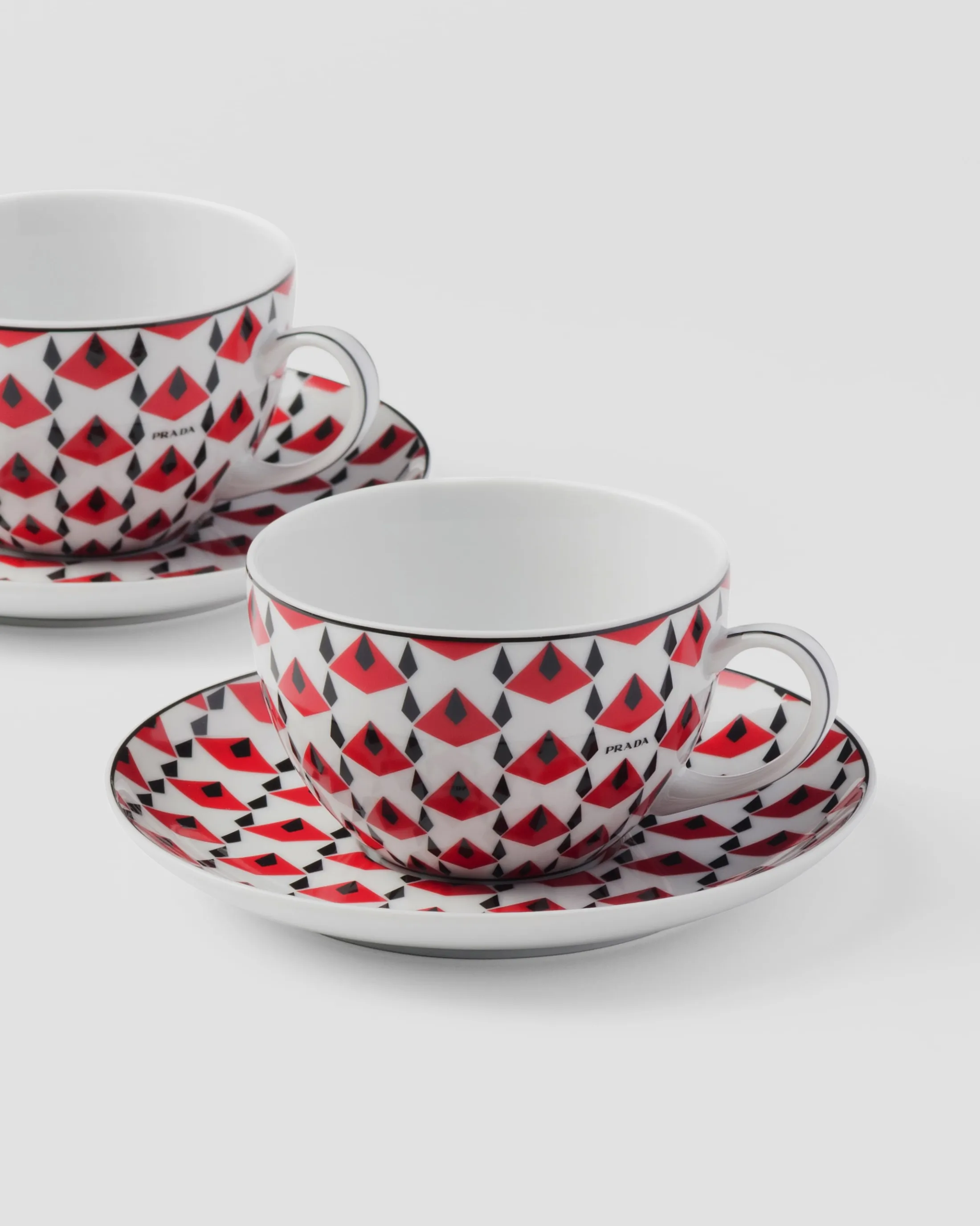 Prada Set of two porcelain tea cups - Vienna Red Black/red New