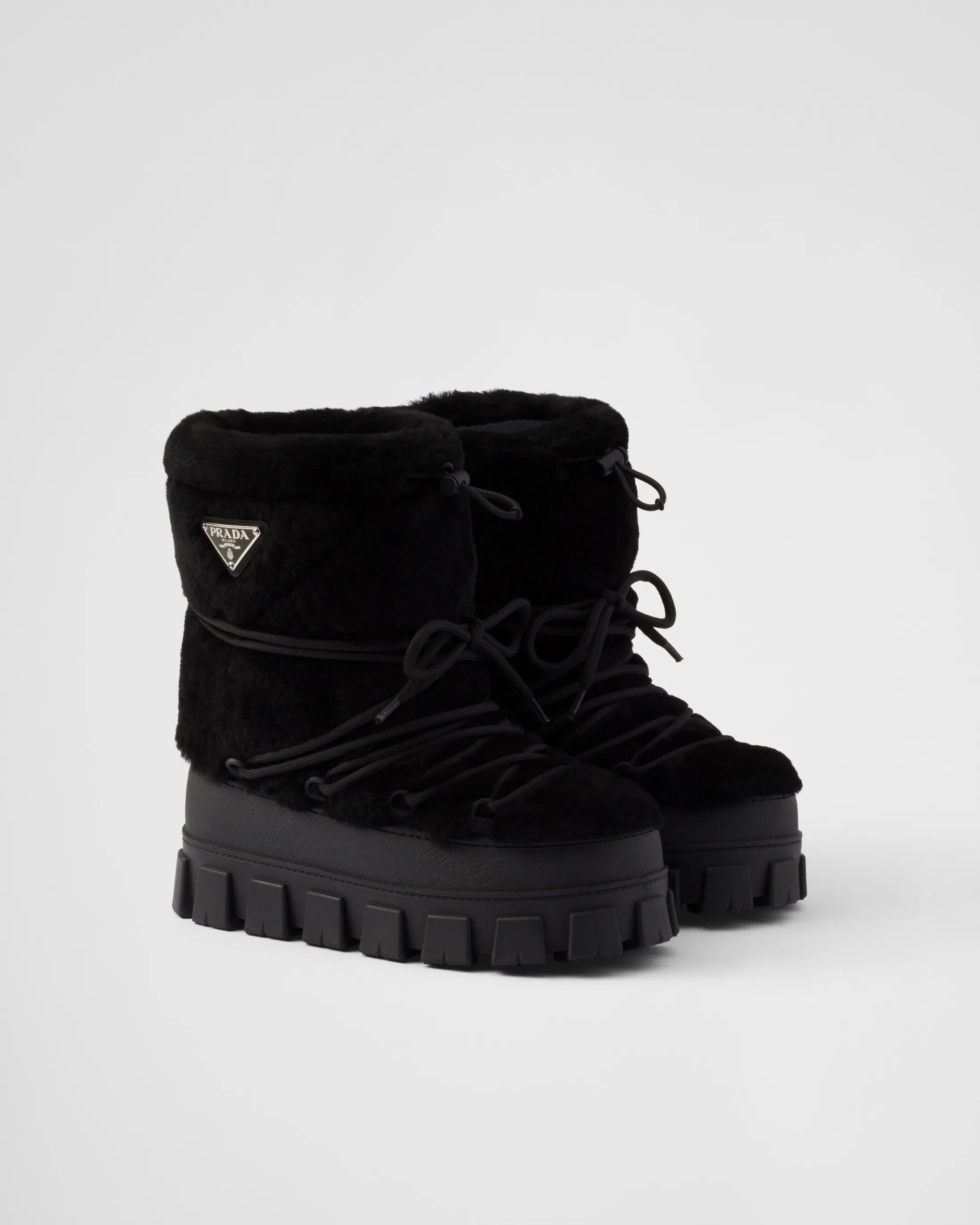 Prada Shearling après ski booties Black Outlet