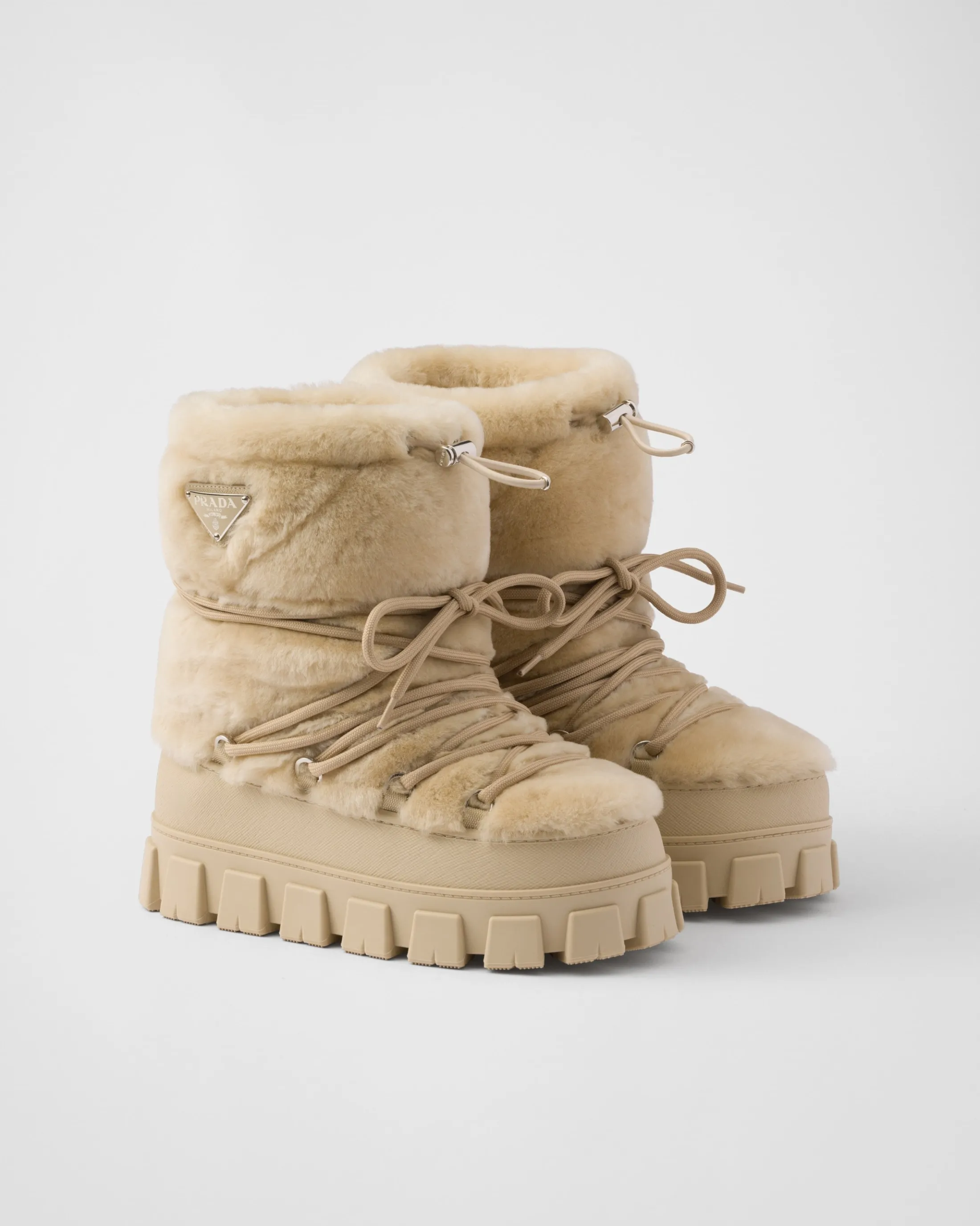 Prada Shearling après ski booties Ecru Sale