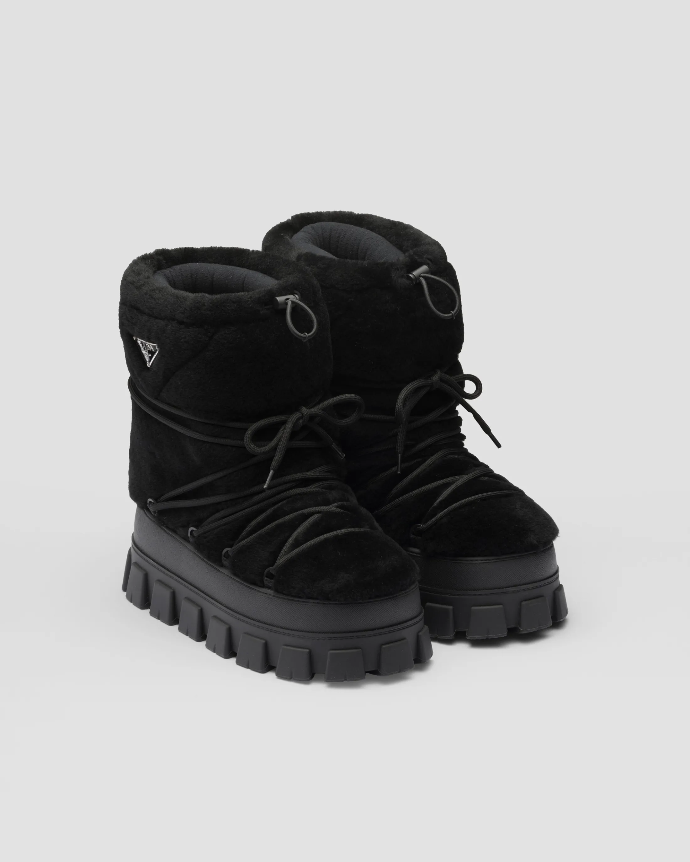 Prada Shearling après ski booties Black Flash Sale