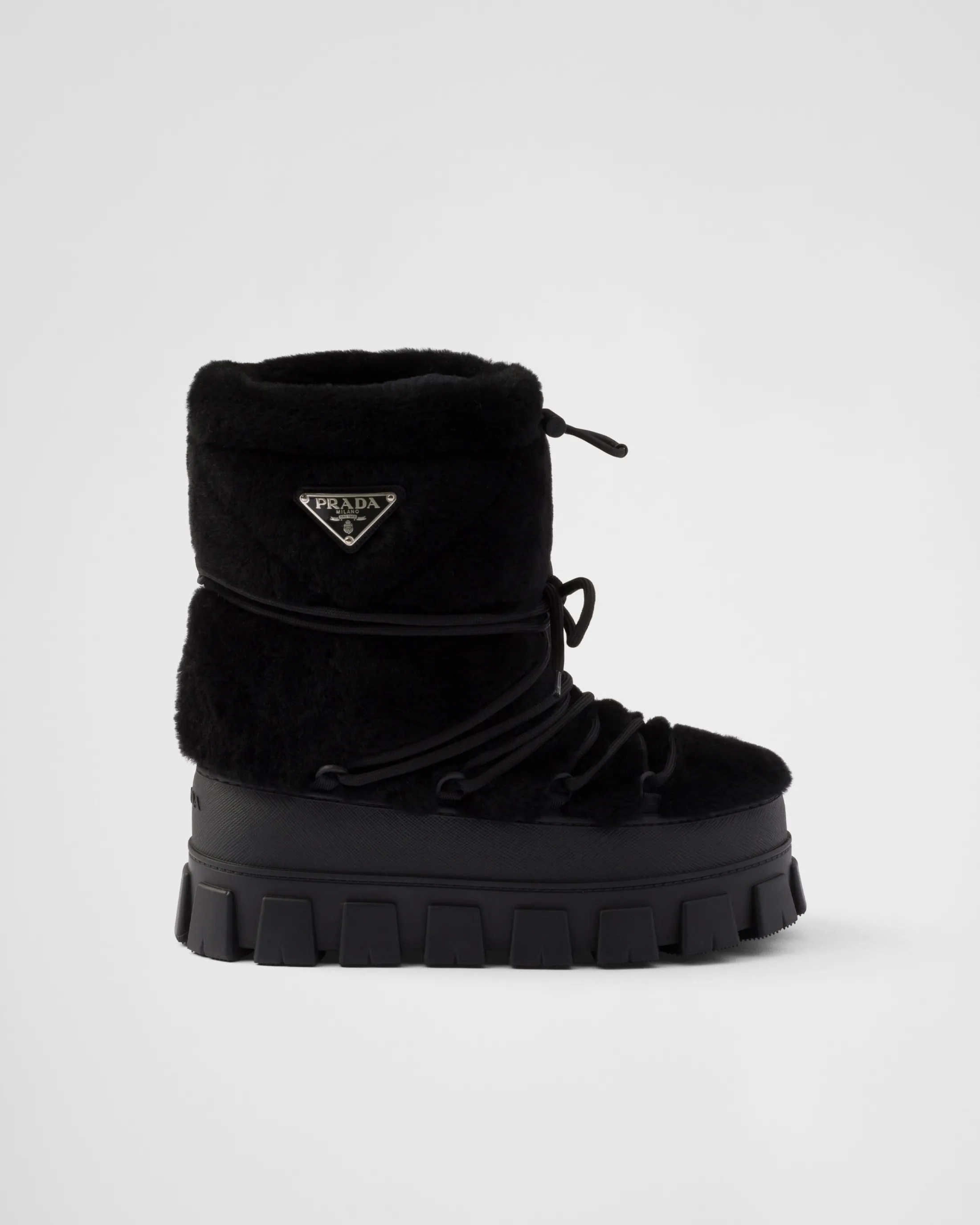 Prada Shearling après ski booties Black Outlet