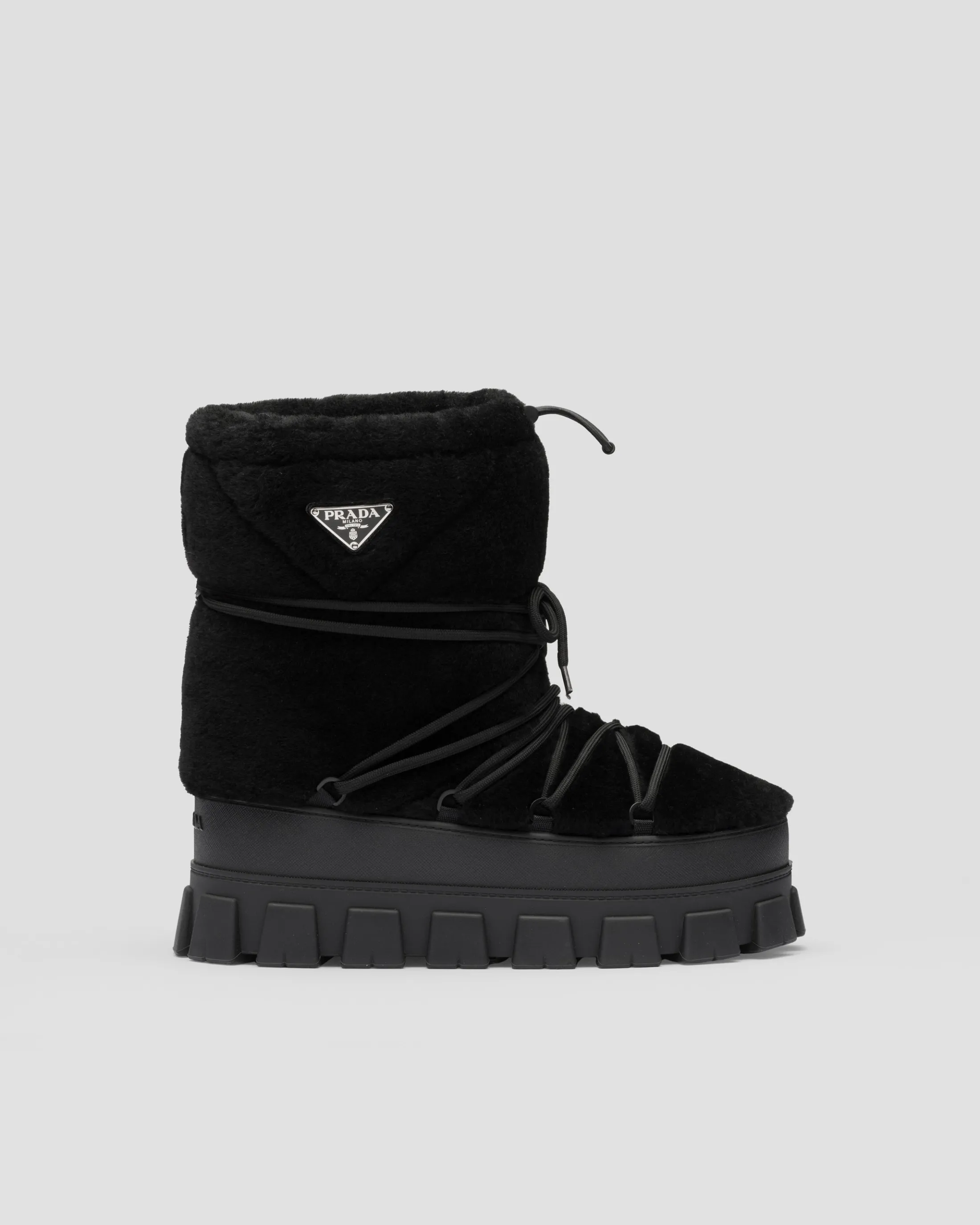 Prada Shearling après ski booties Black Flash Sale