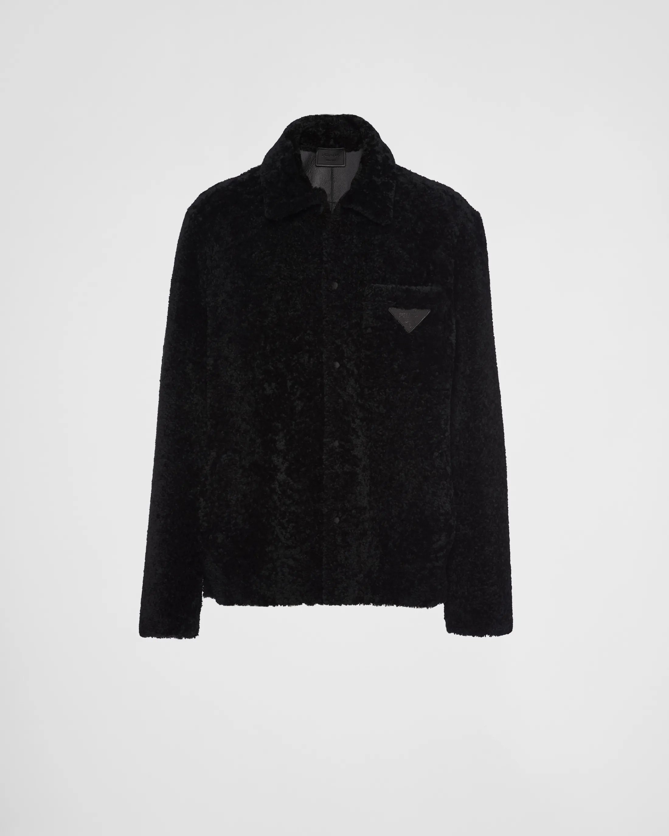 Prada Shearling blouson jacket Black Flash Sale