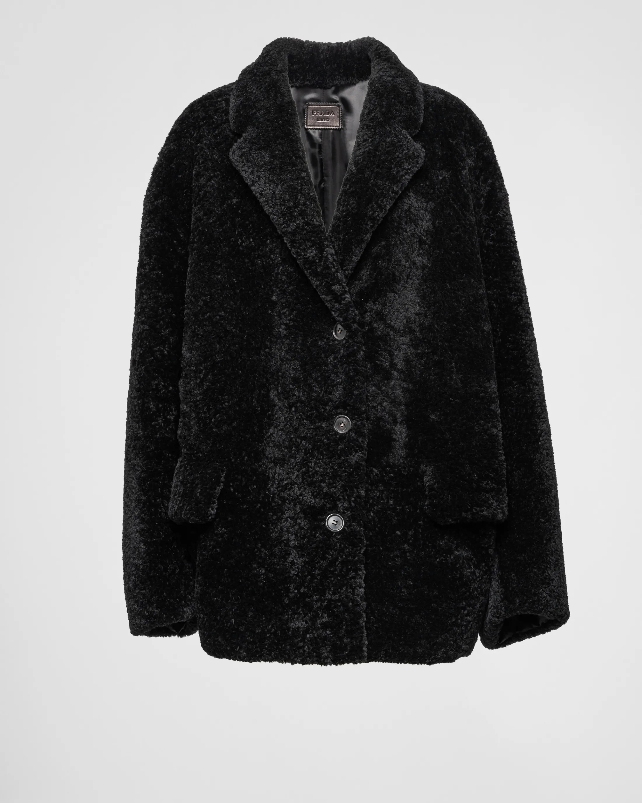 Prada Shearling caban jacket Black Discount