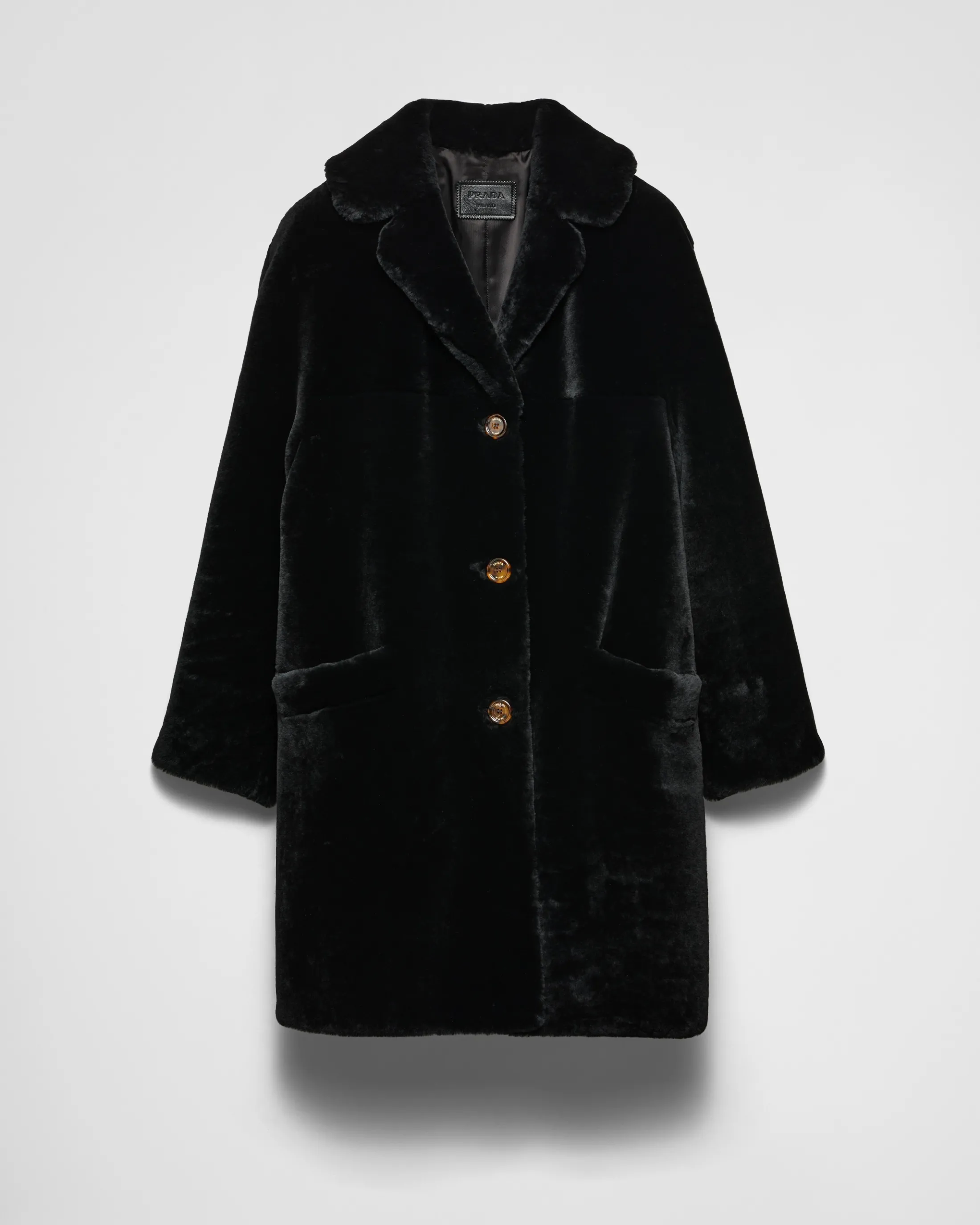 Prada Shearling coat Black Flash Sale