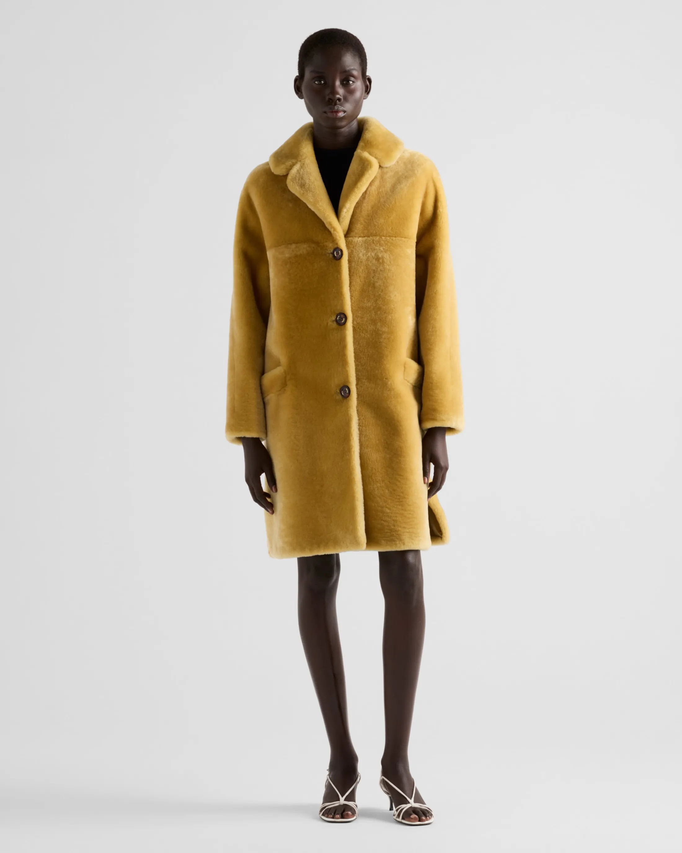 Prada Shearling coat Yellow Outlet