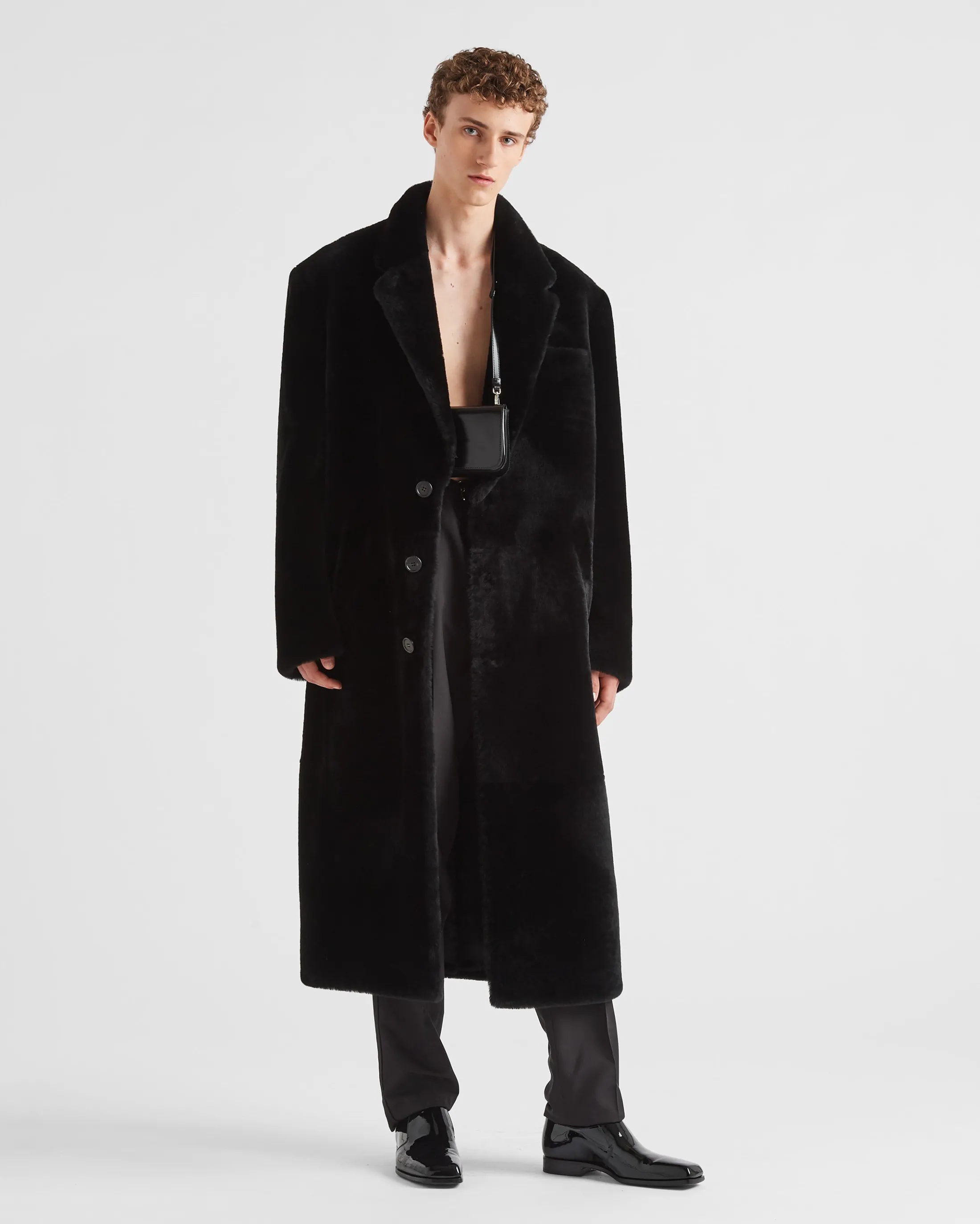 Prada Shearling coat Black Cheap