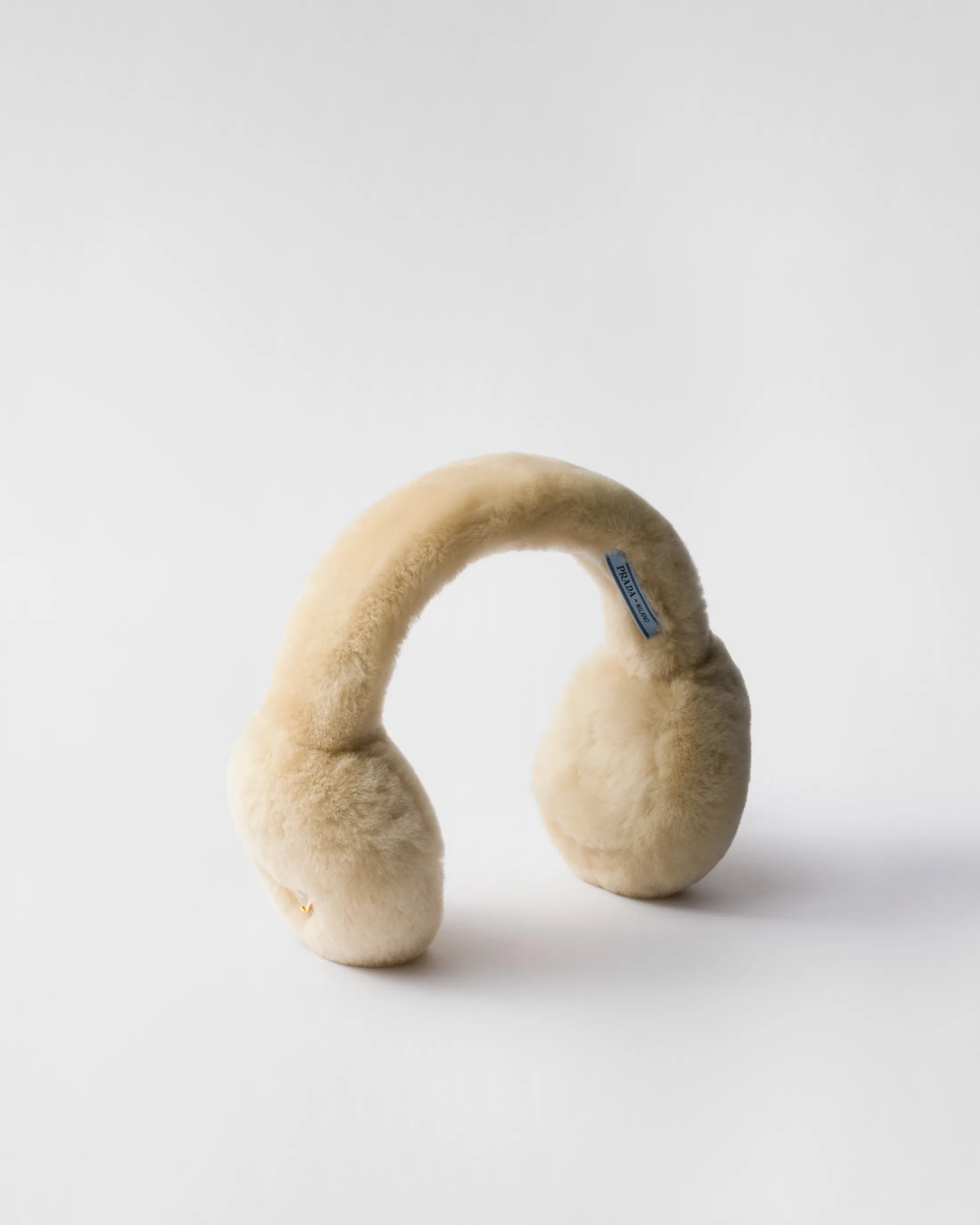 Prada Shearling earmuffs Ecru Discount