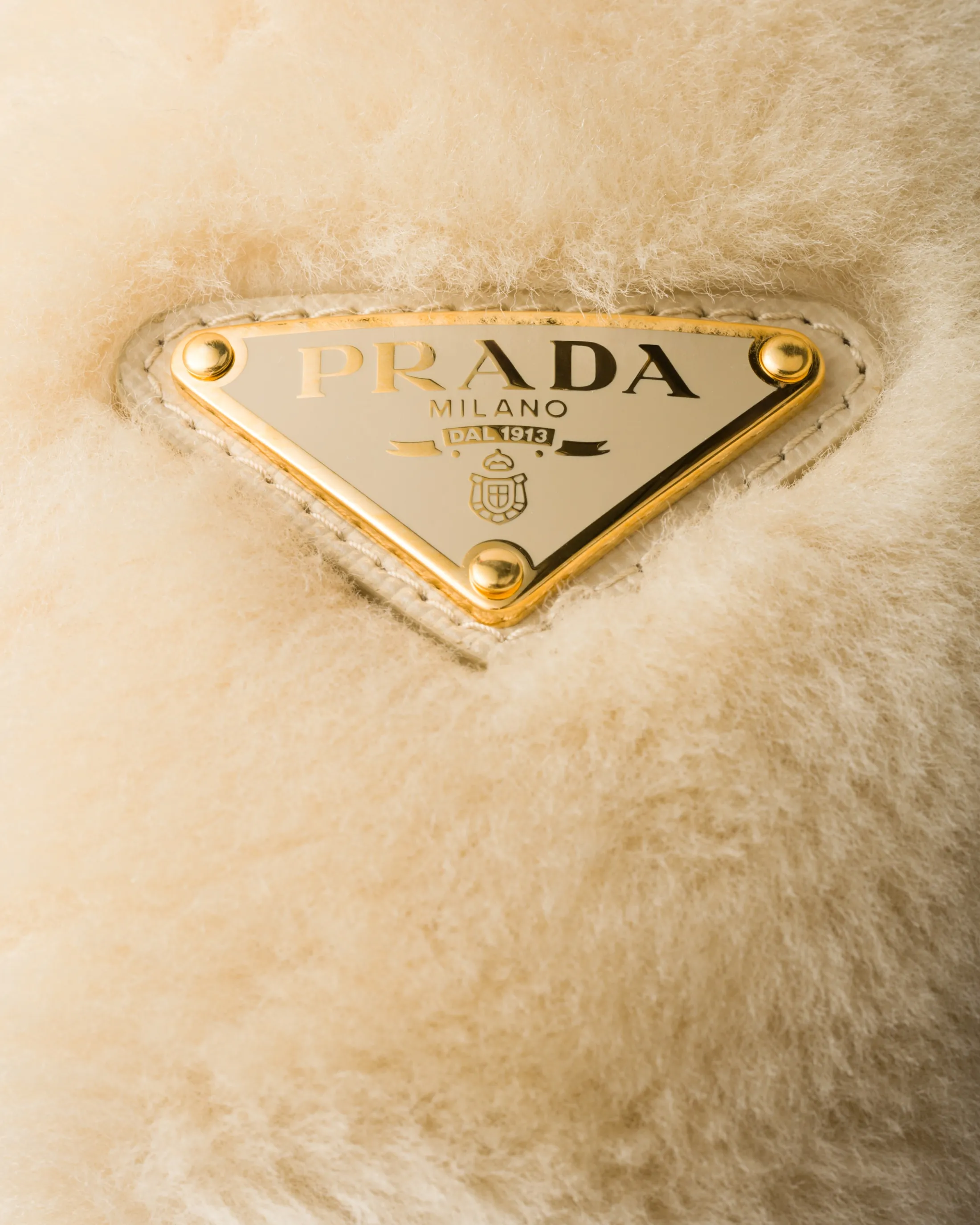 Prada Shearling earmuffs Ecru Discount