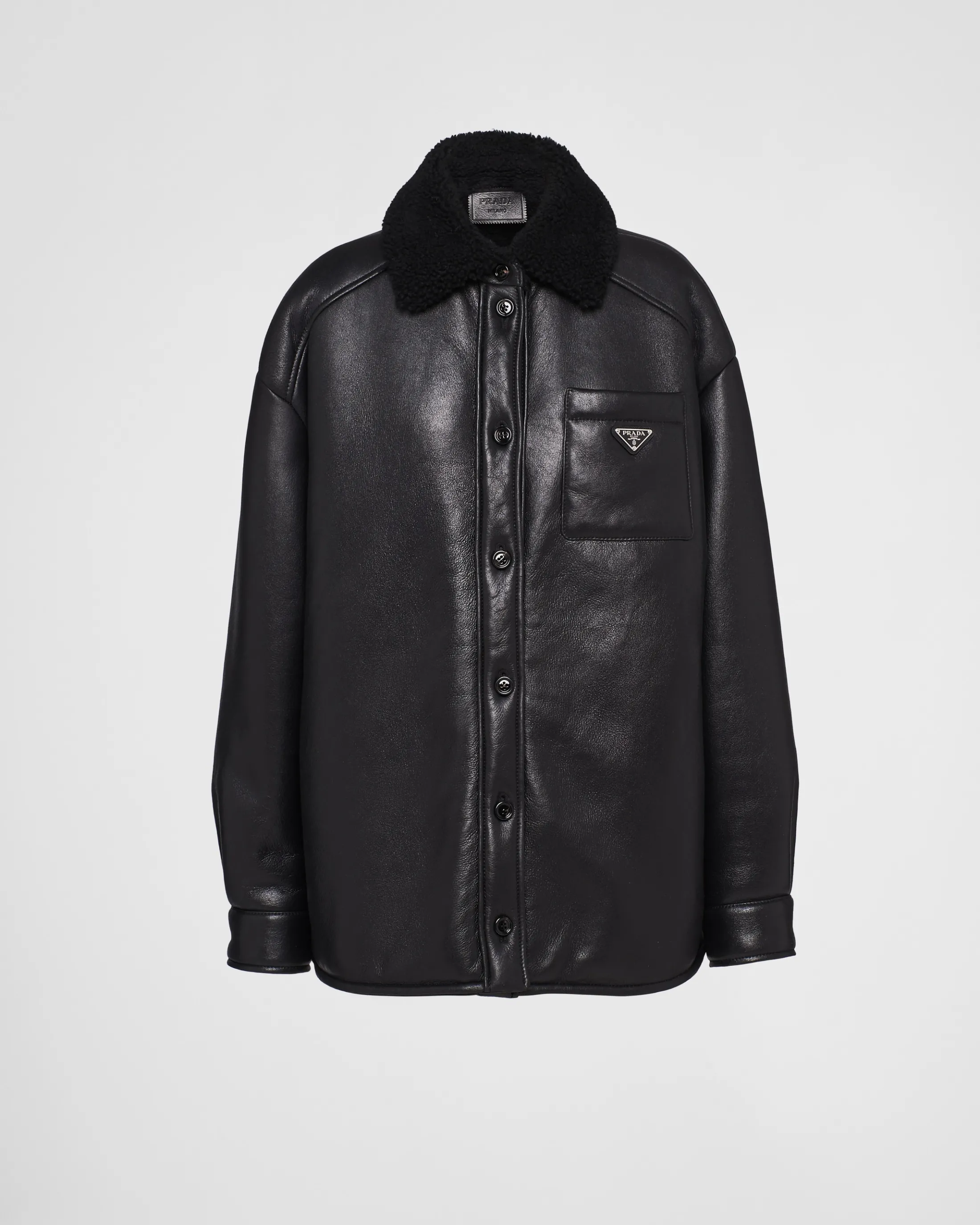 Prada Shearling jacket Black Flash Sale