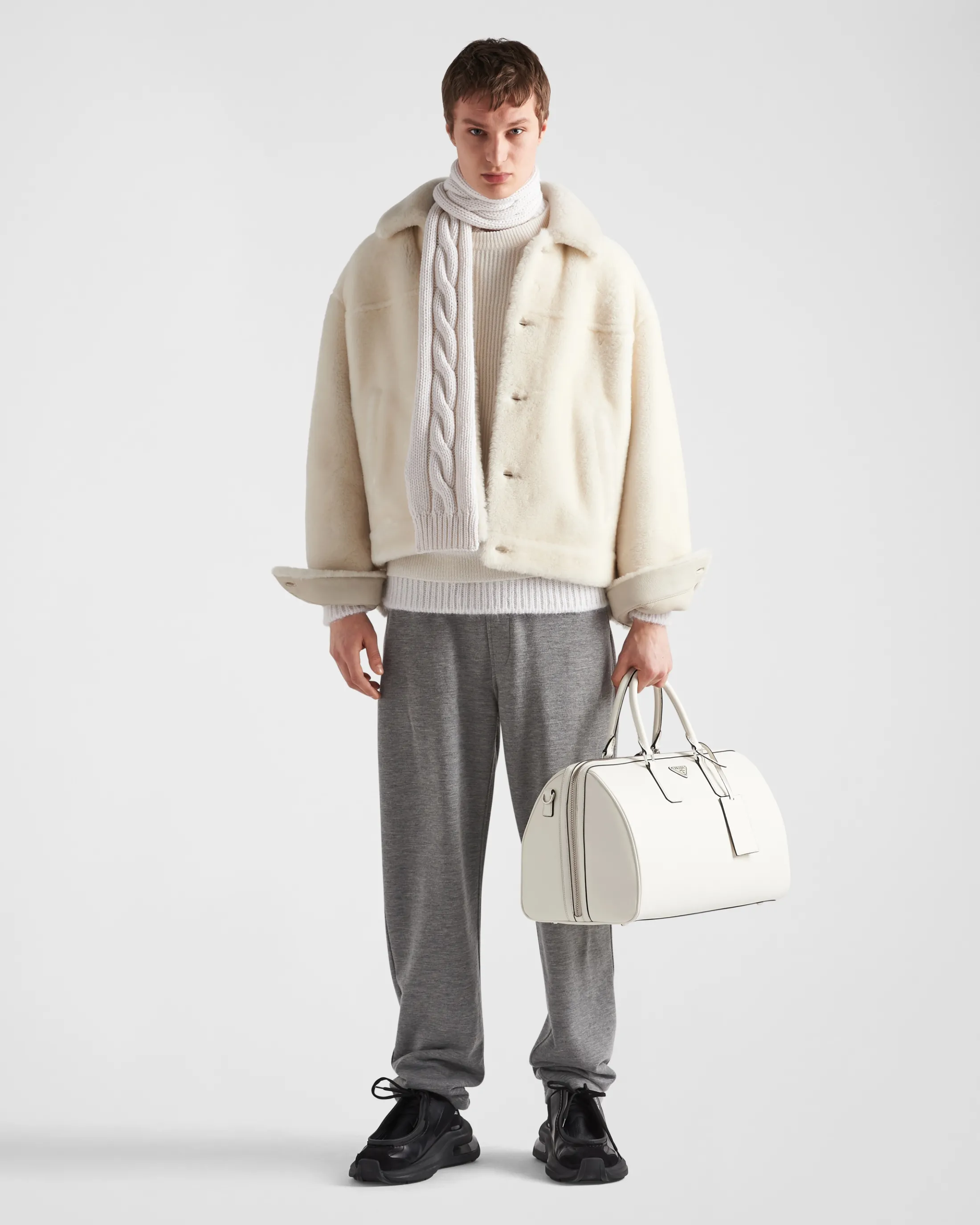 Prada Shearling jacket Chalkwhite Cheap